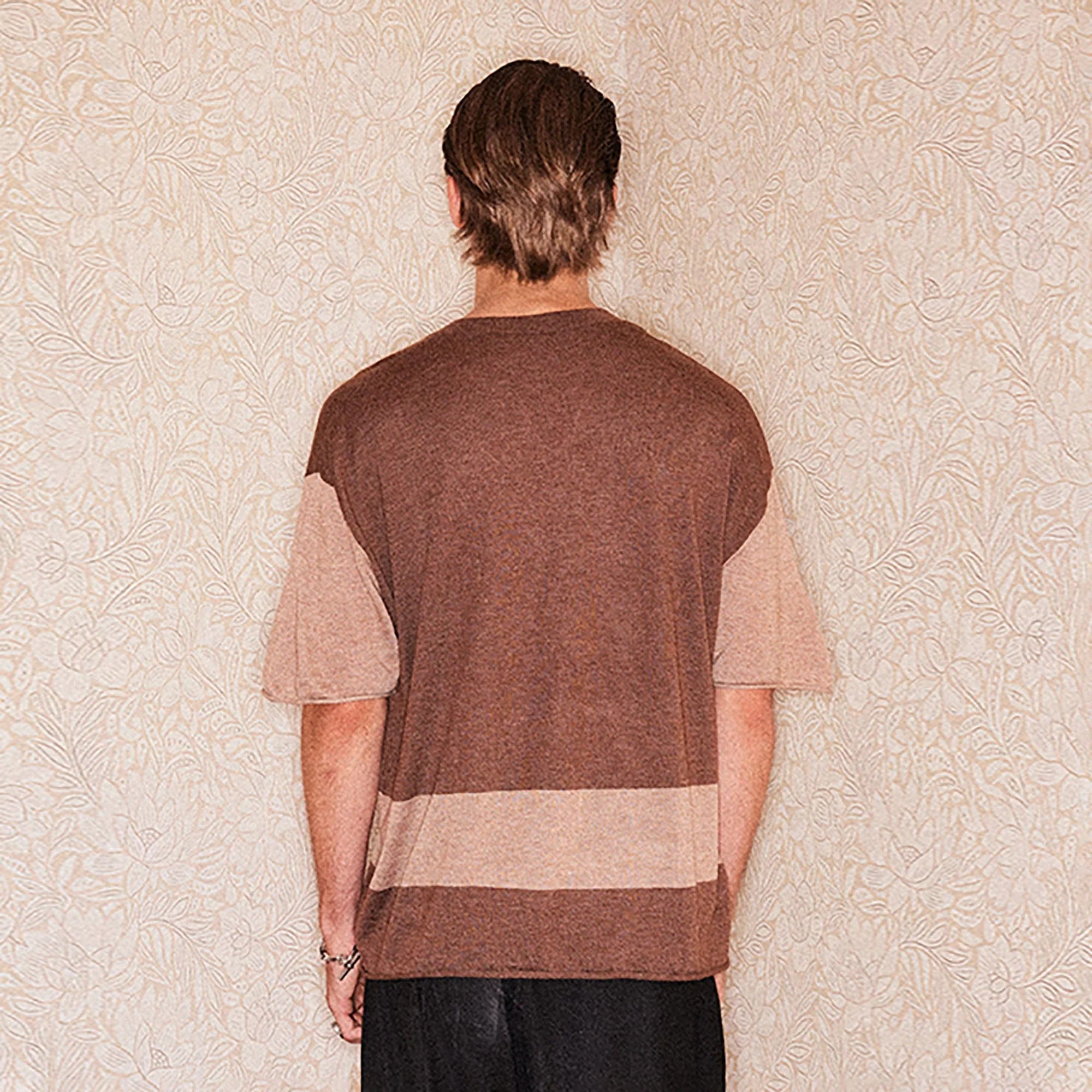 RICHILL Contrast Wool-Blended V-Neck T-Shirt