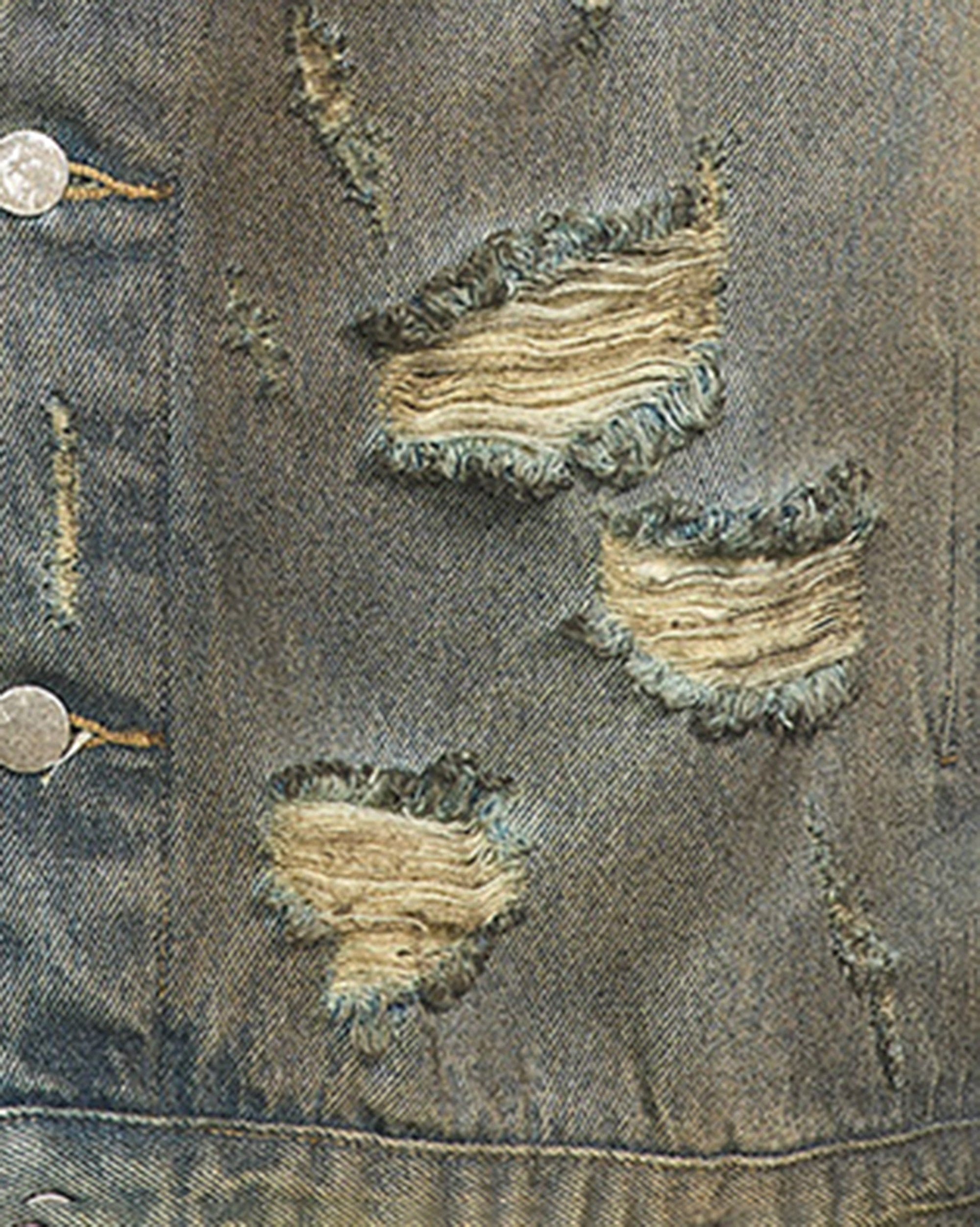 STEEPC Distressed Washed Denim Jacket