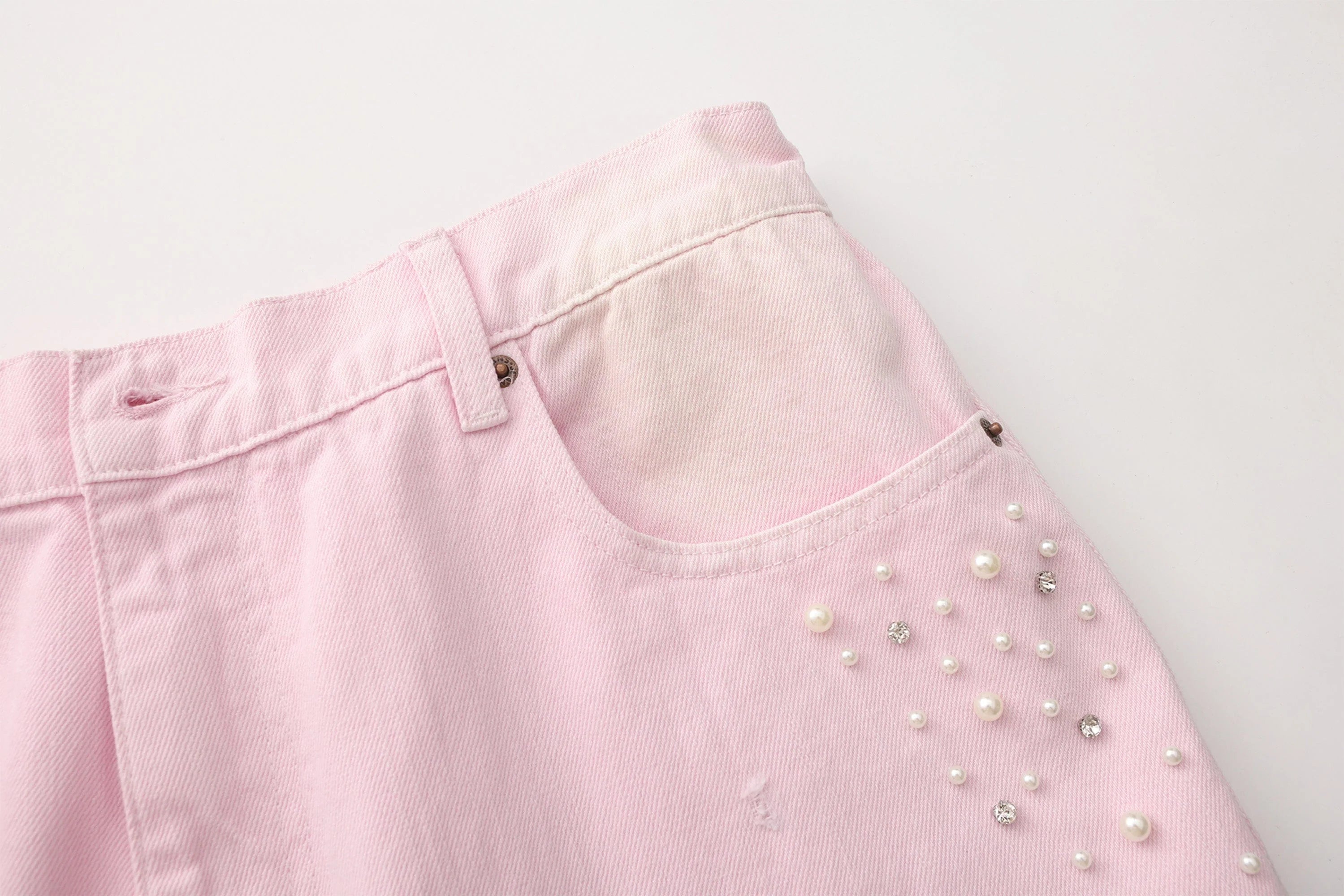 VANN VALRENCE Washed Beaded Double-Knee Trousers