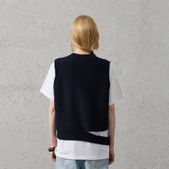 ORGANIC EMOTION Asymmetrical Distressed Bubble-Knit Vest
