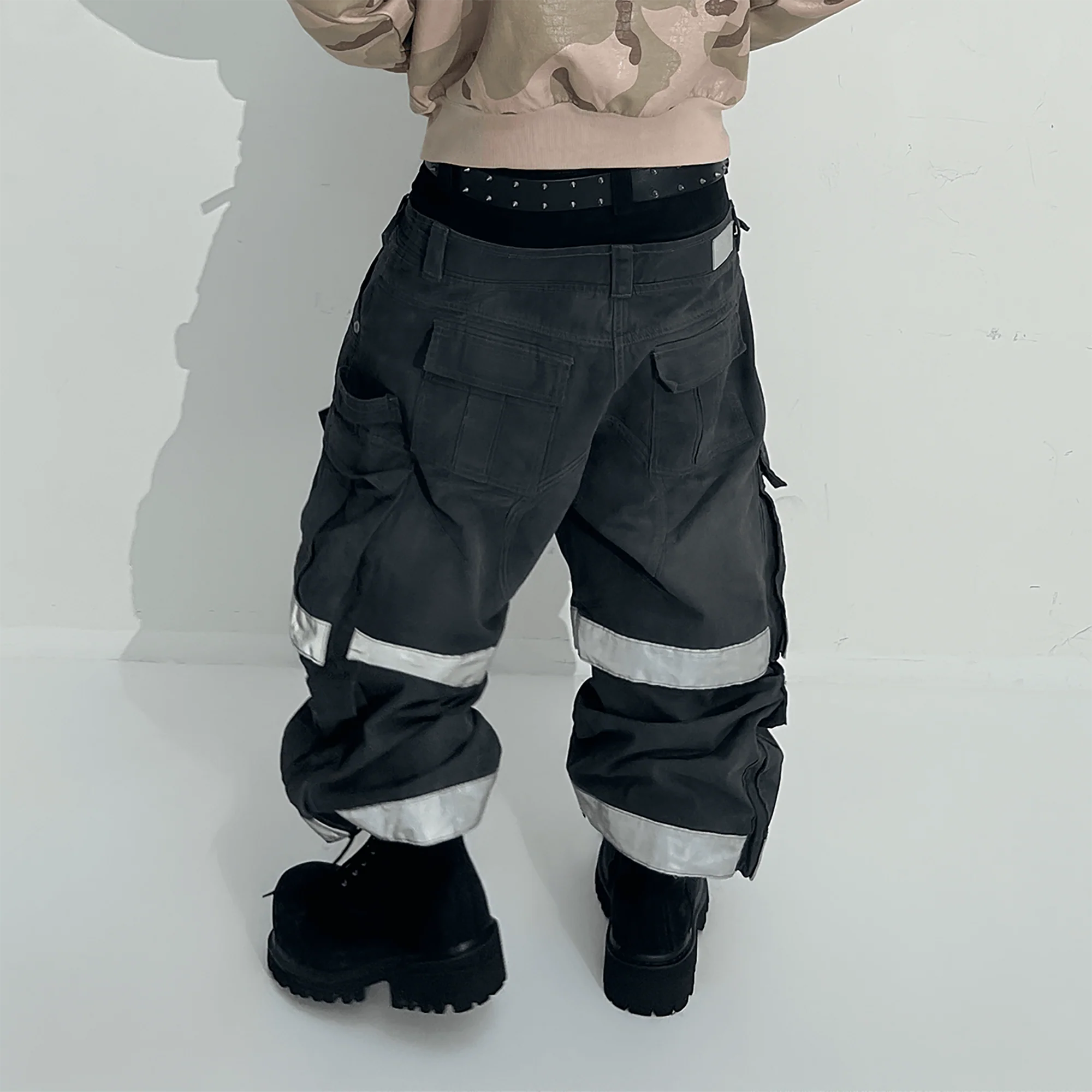 TECNINEGROUP Detachable Reflective Firefighter Cargo Pants Gray