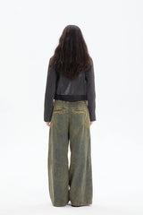 ERROR CODE ROBOT Heavy Wash Paneled Straight-Leg Jeans