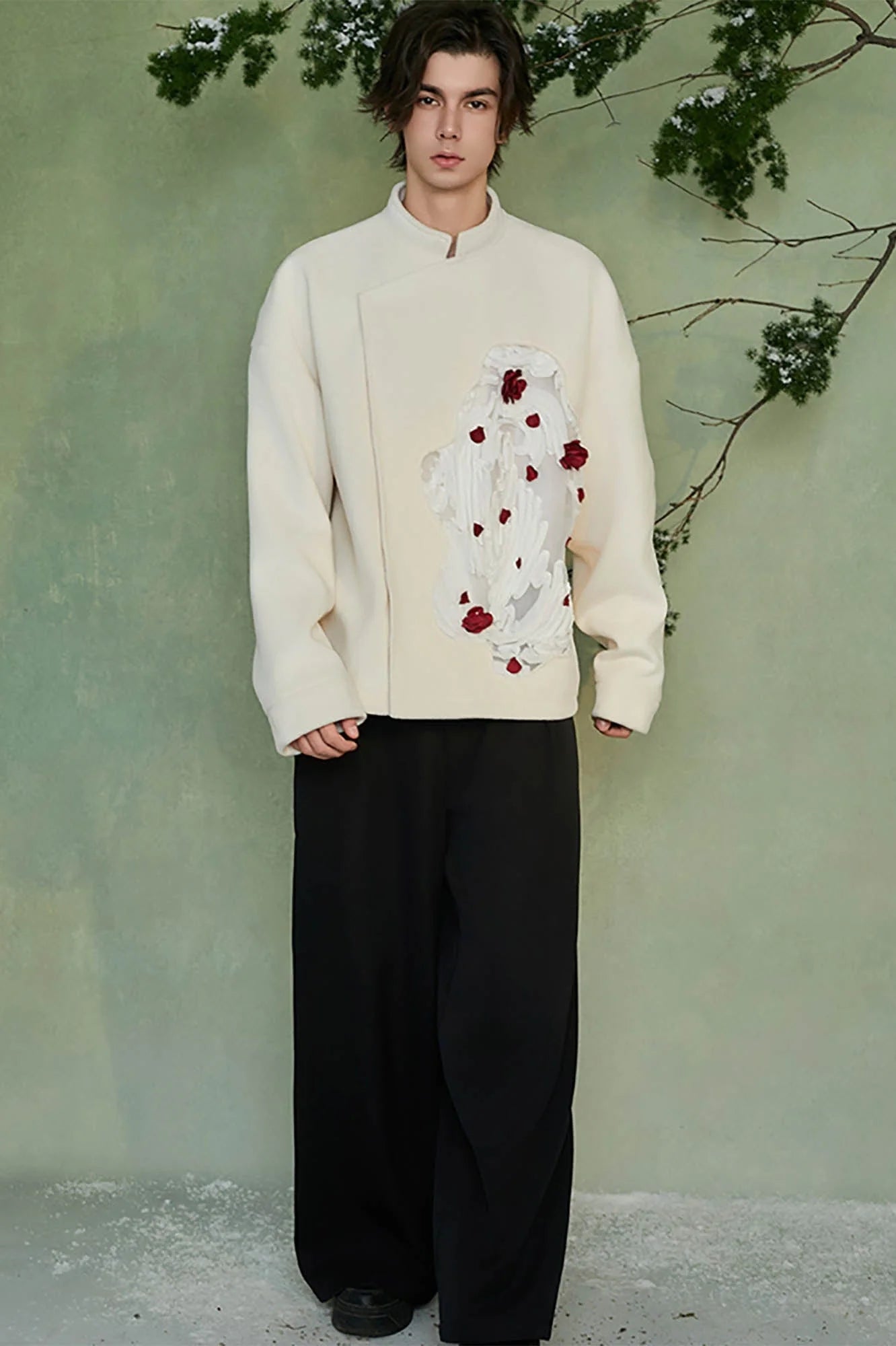 JIECHI Pond Bloom Mandarin Collar Blazer