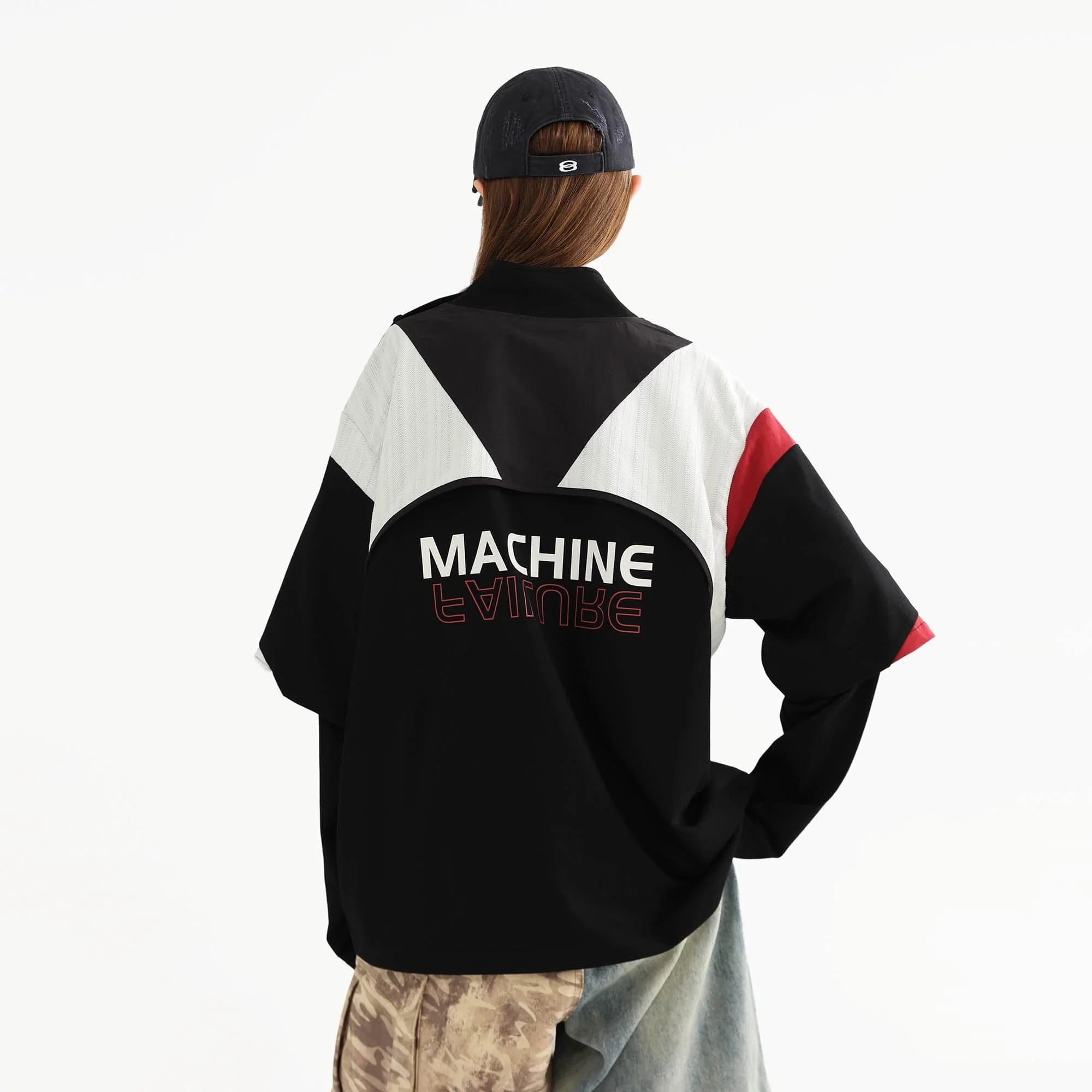 ERROR CODE ROBOT Button-Seam Contrast Detachable-Sleeve Tee