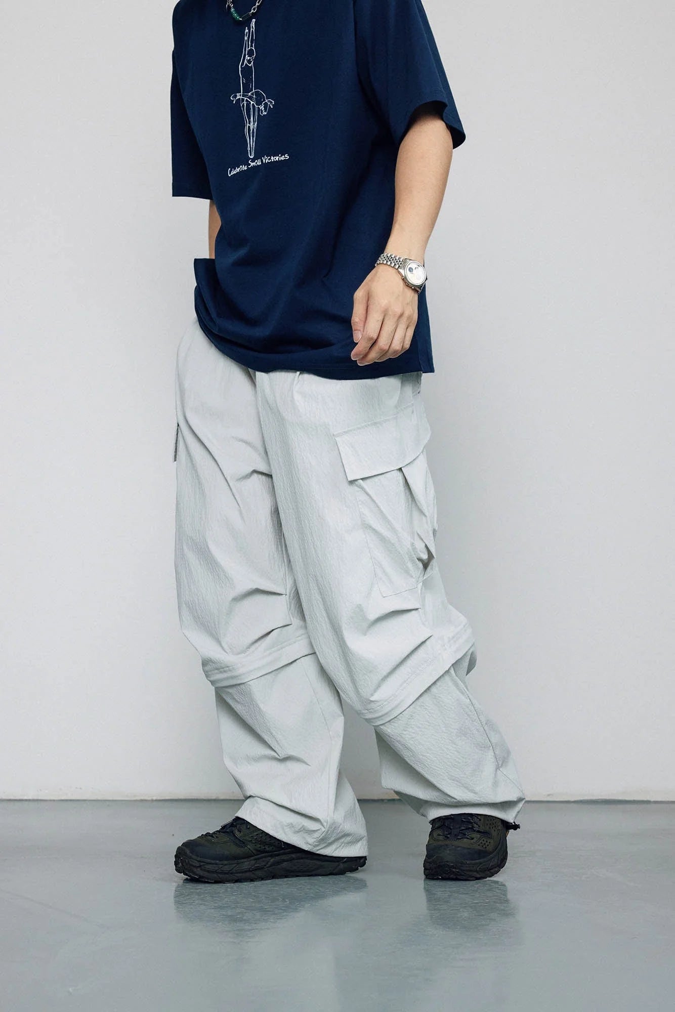 BANANA CLUB Crinkled Multi-Pocket Detachable Cargo Pants