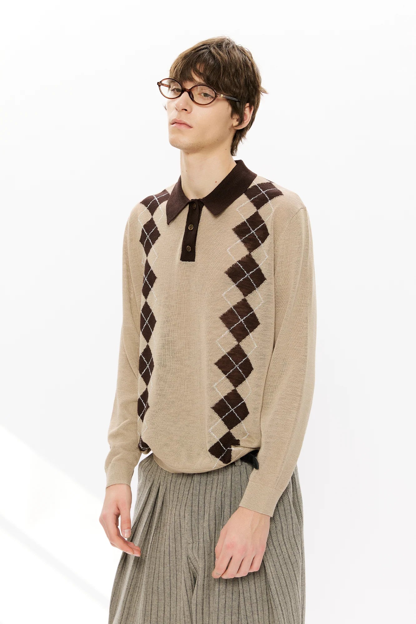 KREATE Retro Argyle Polo Sweater
