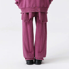 VANN VALRENCE Double-Layered Panel Deconstructed Drawstring Pants