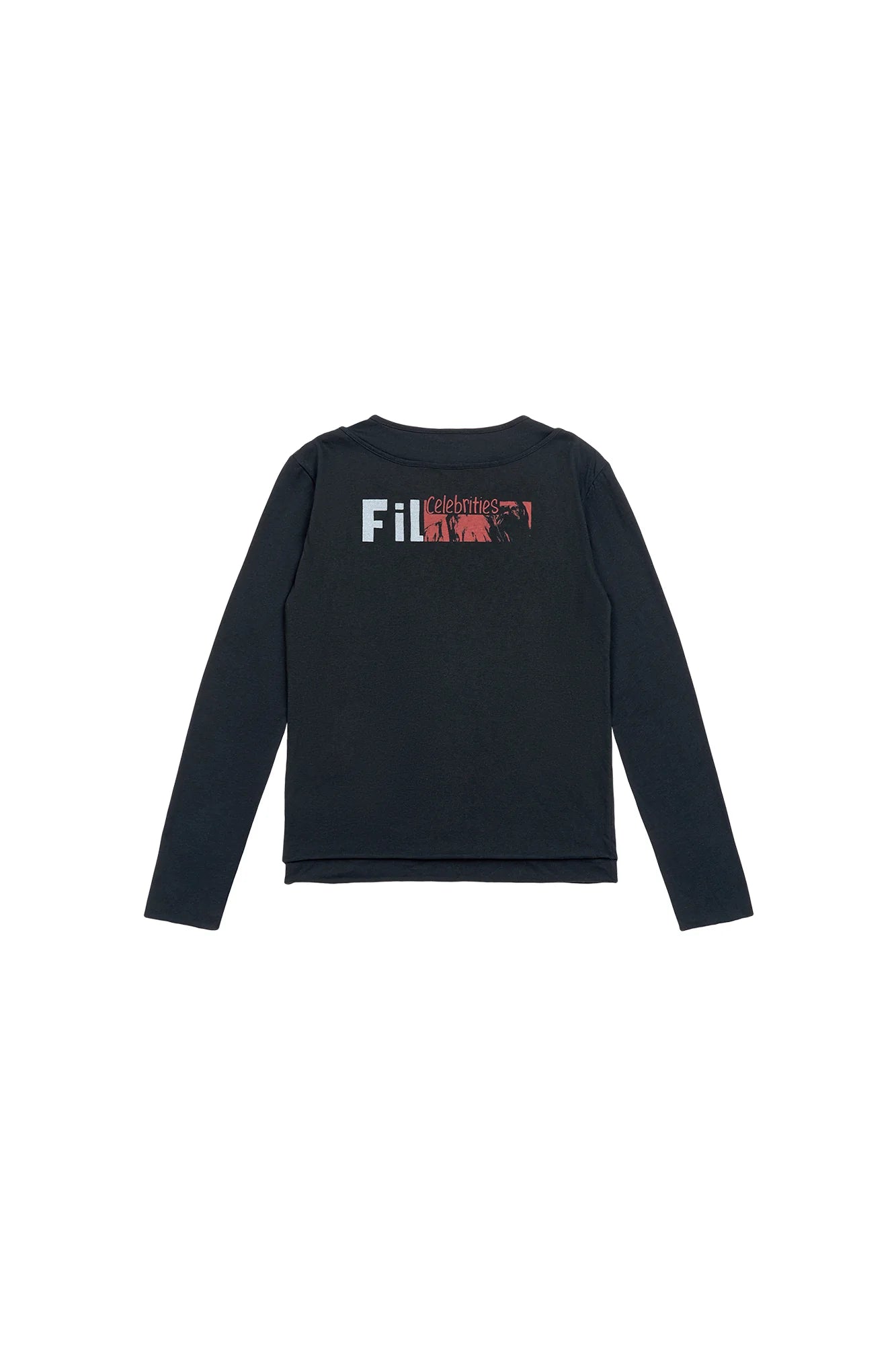 SAVAGEGROWTHWORLD Graphic Double-Layer Neckline Long-Sleeve Tee