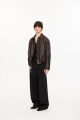 KREATE Floral-Lined Suede Bomber Jacket