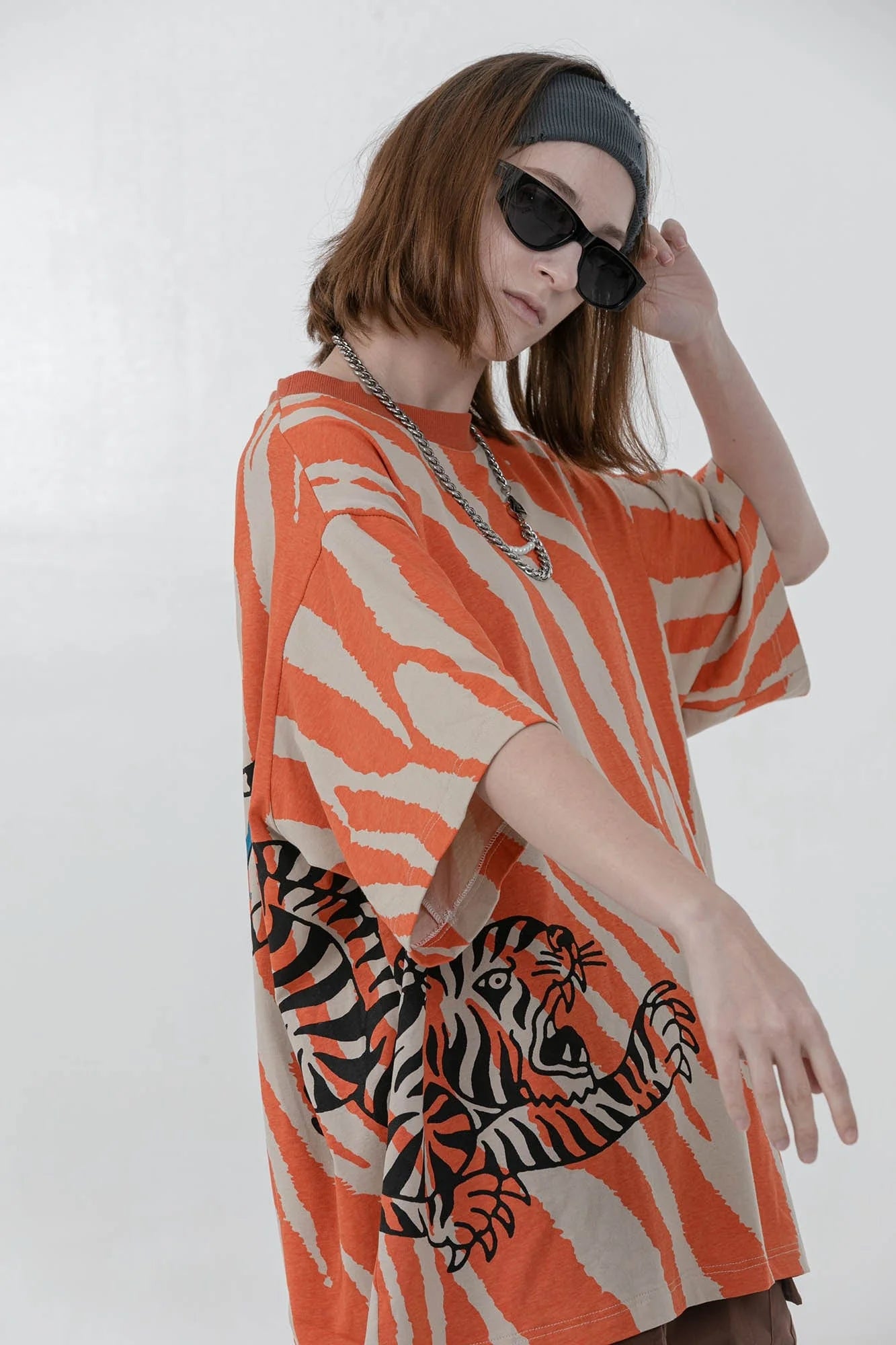 ERROR CODE ROBOT Tiger Stripe Oversized T-Shirt