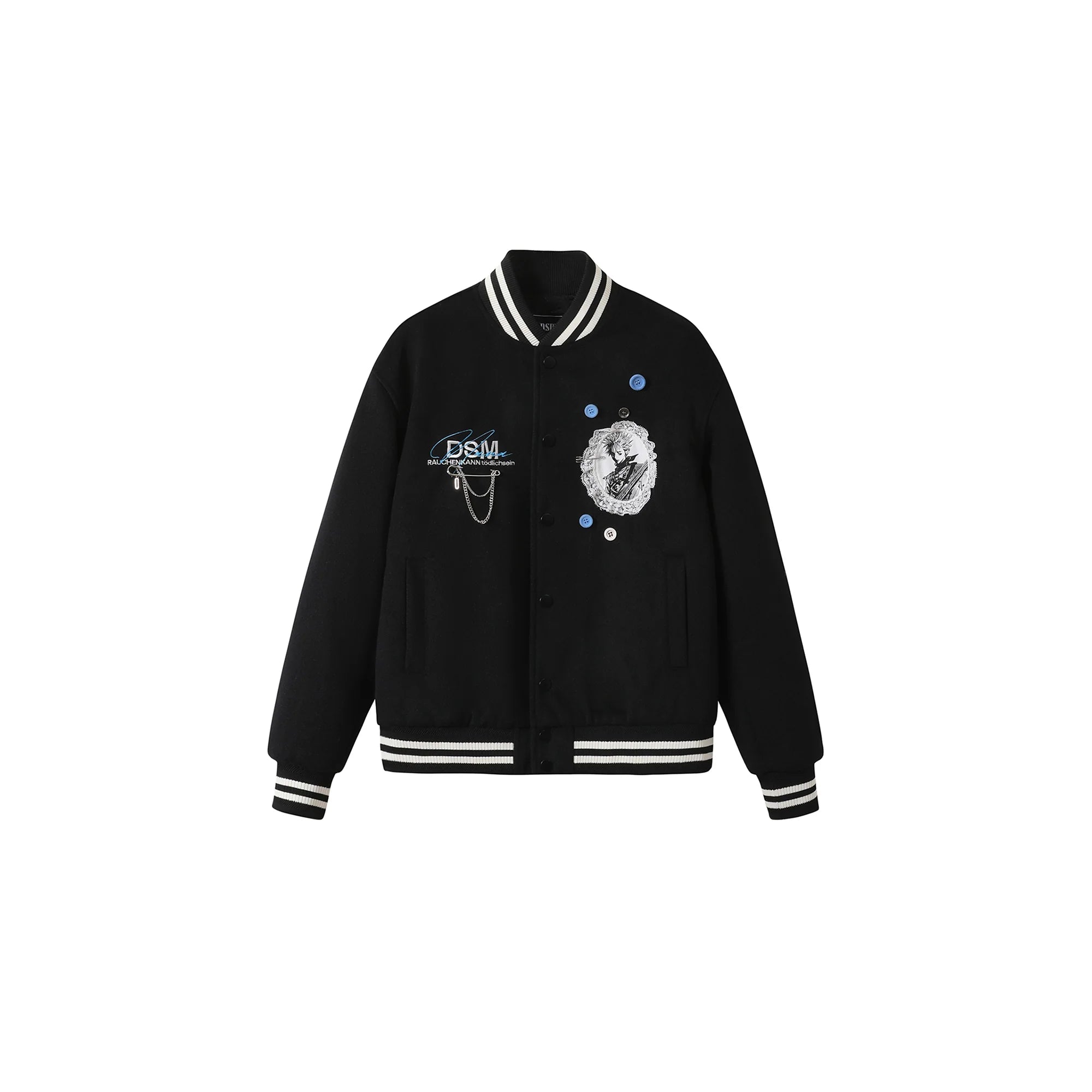 DONSMOKE Embellished Manga Patch Varsity Jacket