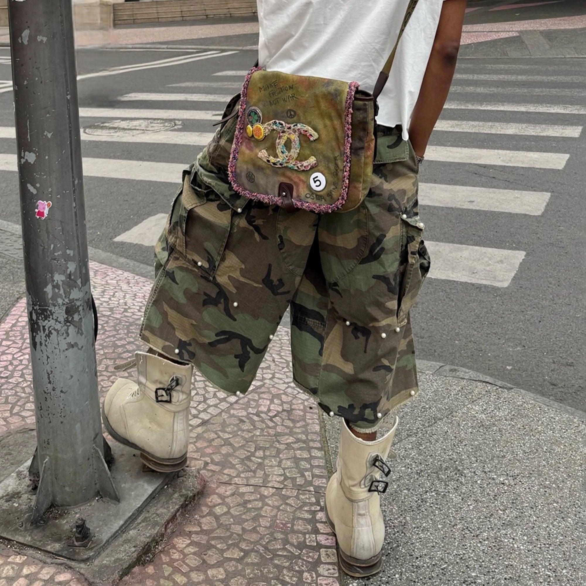 STEEPC Camo Pearl Multi-Pocket Rippled Shorts