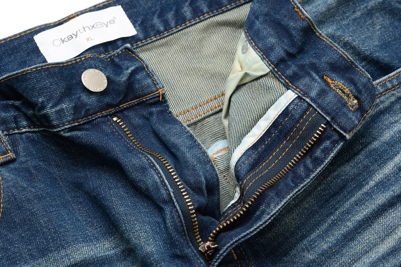 OKAYTHXBYE Wrinkled Washed Wide-Leg Jeans