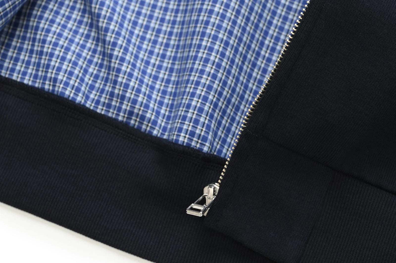 OKAYTHXBYE Houndstooth-Lined Zip-Up Hooded Jacket