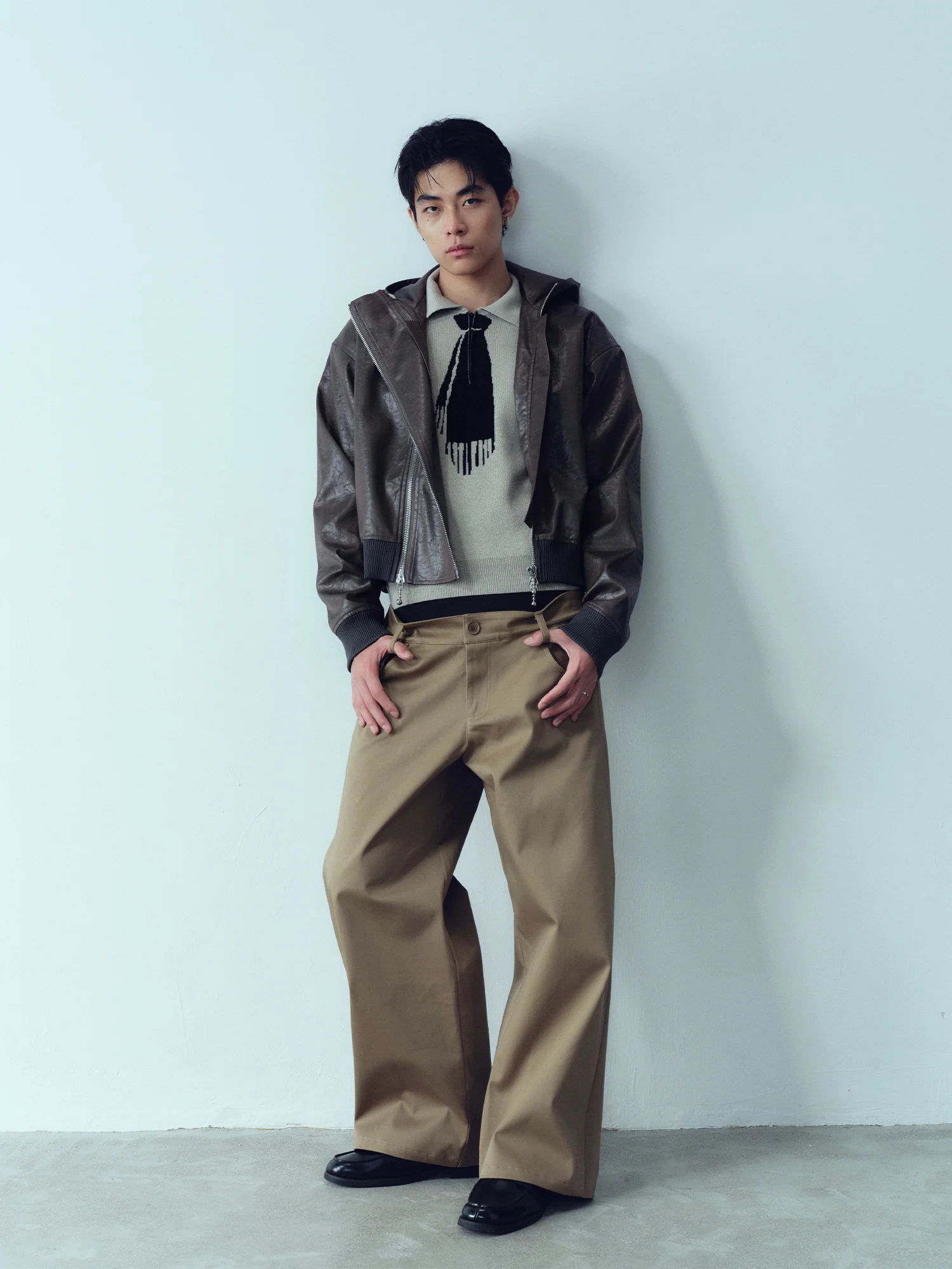 KADAKADA Dual-Waist Contrast Panel Trousers