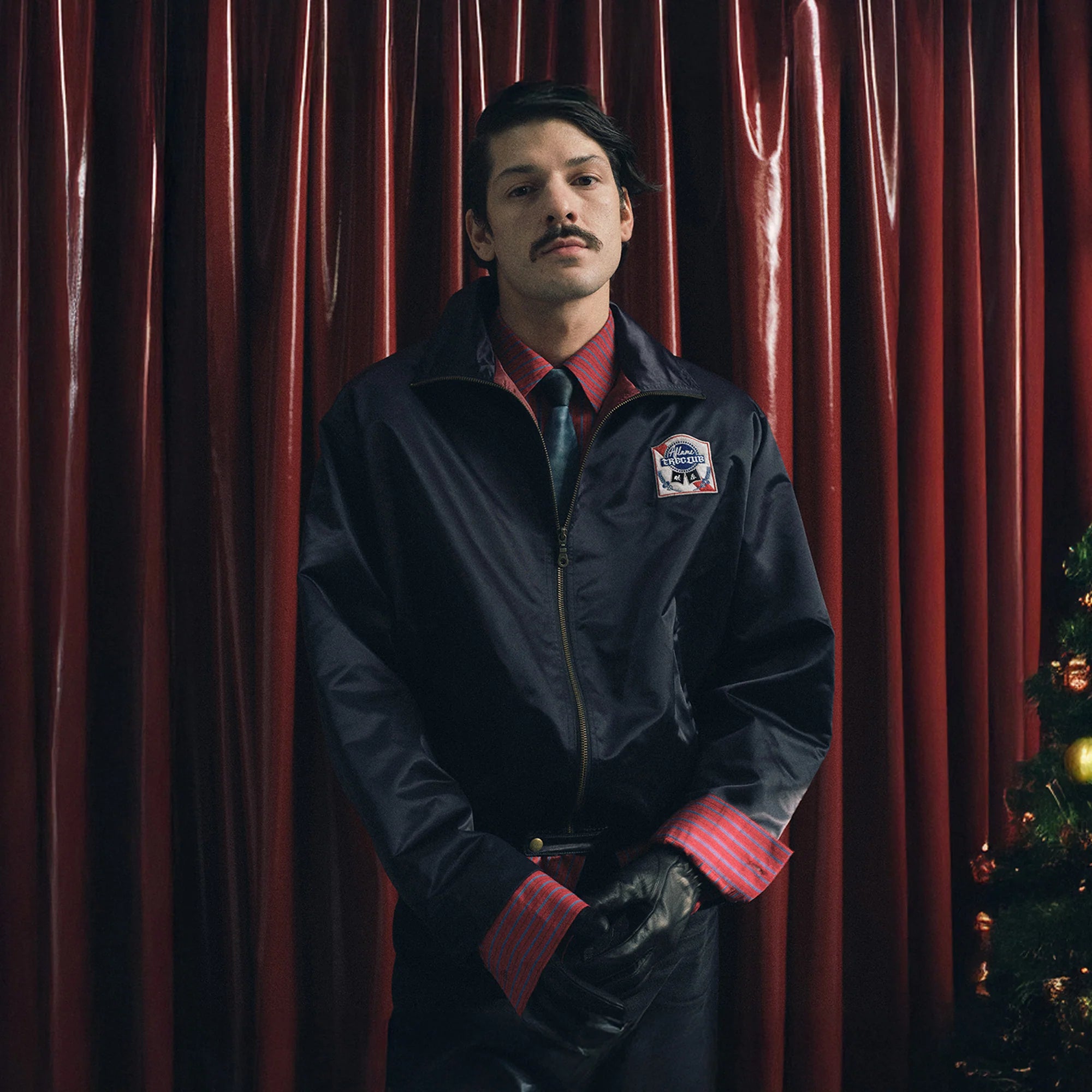 TRECLUB Retro Satin Badge-Patch Blouson