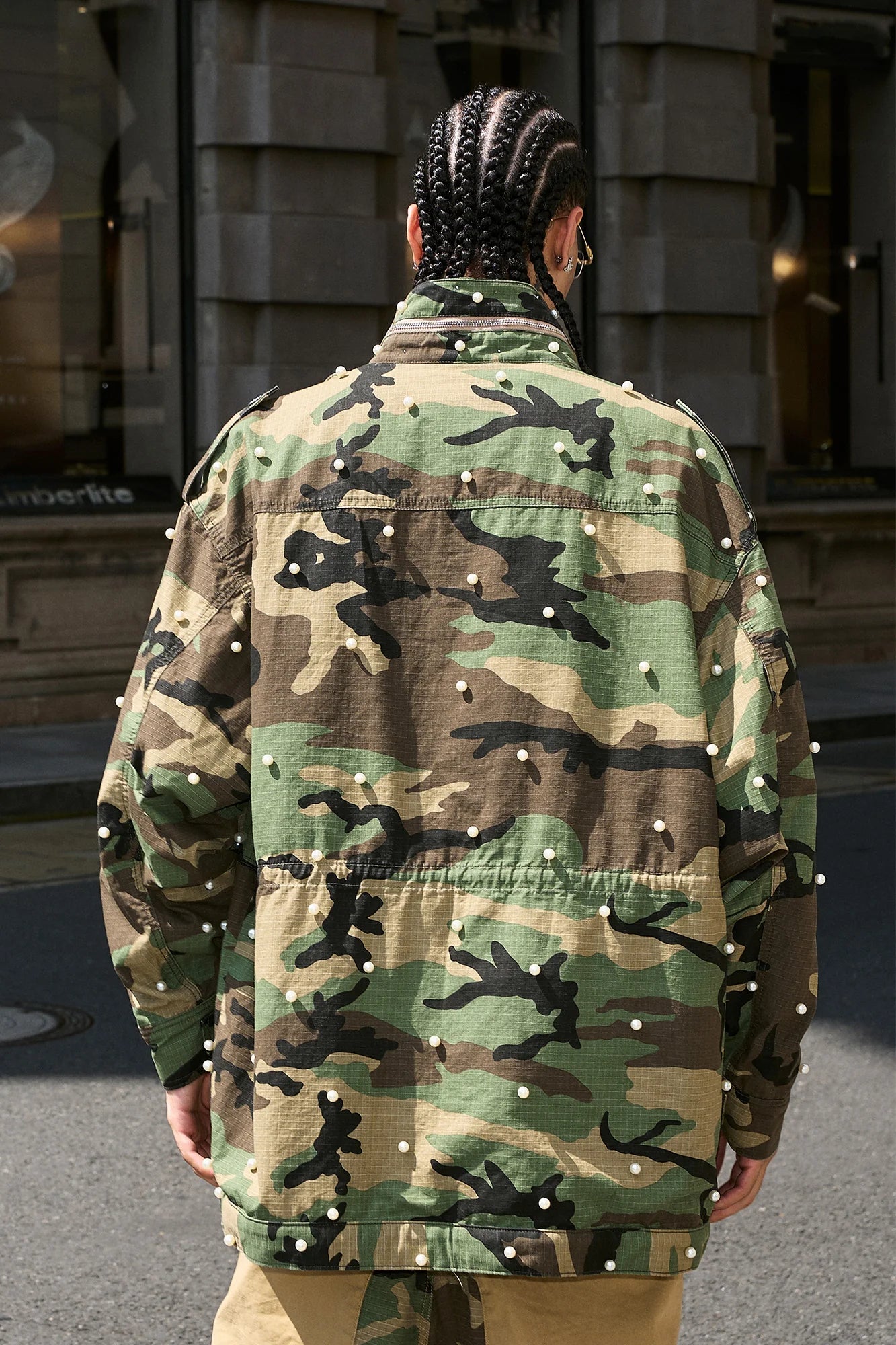 STEEPC Camo Pearl-Studded Patch Utility Jacket
