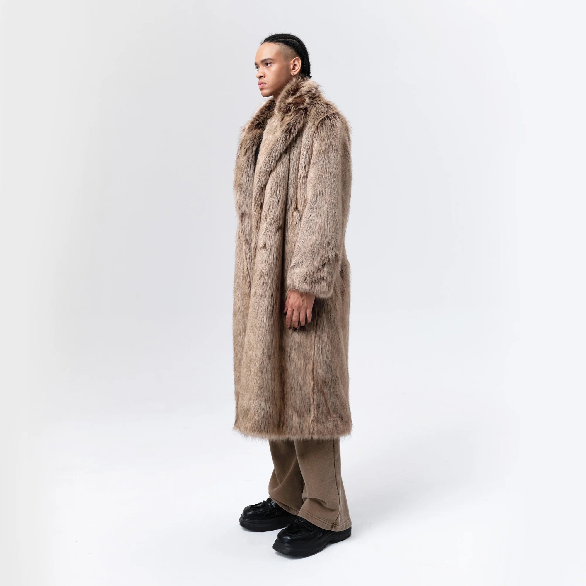 VANN VALRENCE Waxed Faux Fur Maxi Coat