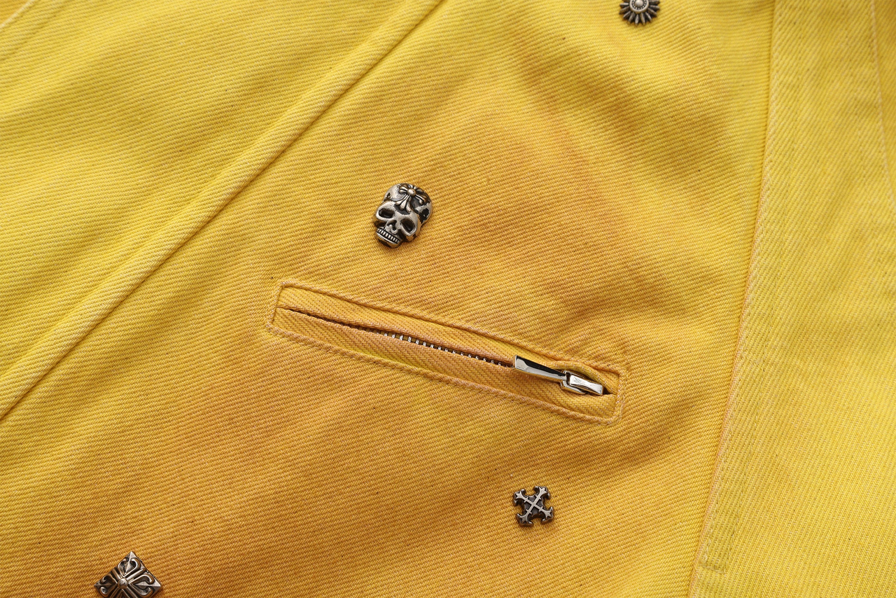 VANN VALRENCE Studded Gradient Stand Collar Oversized Jacket