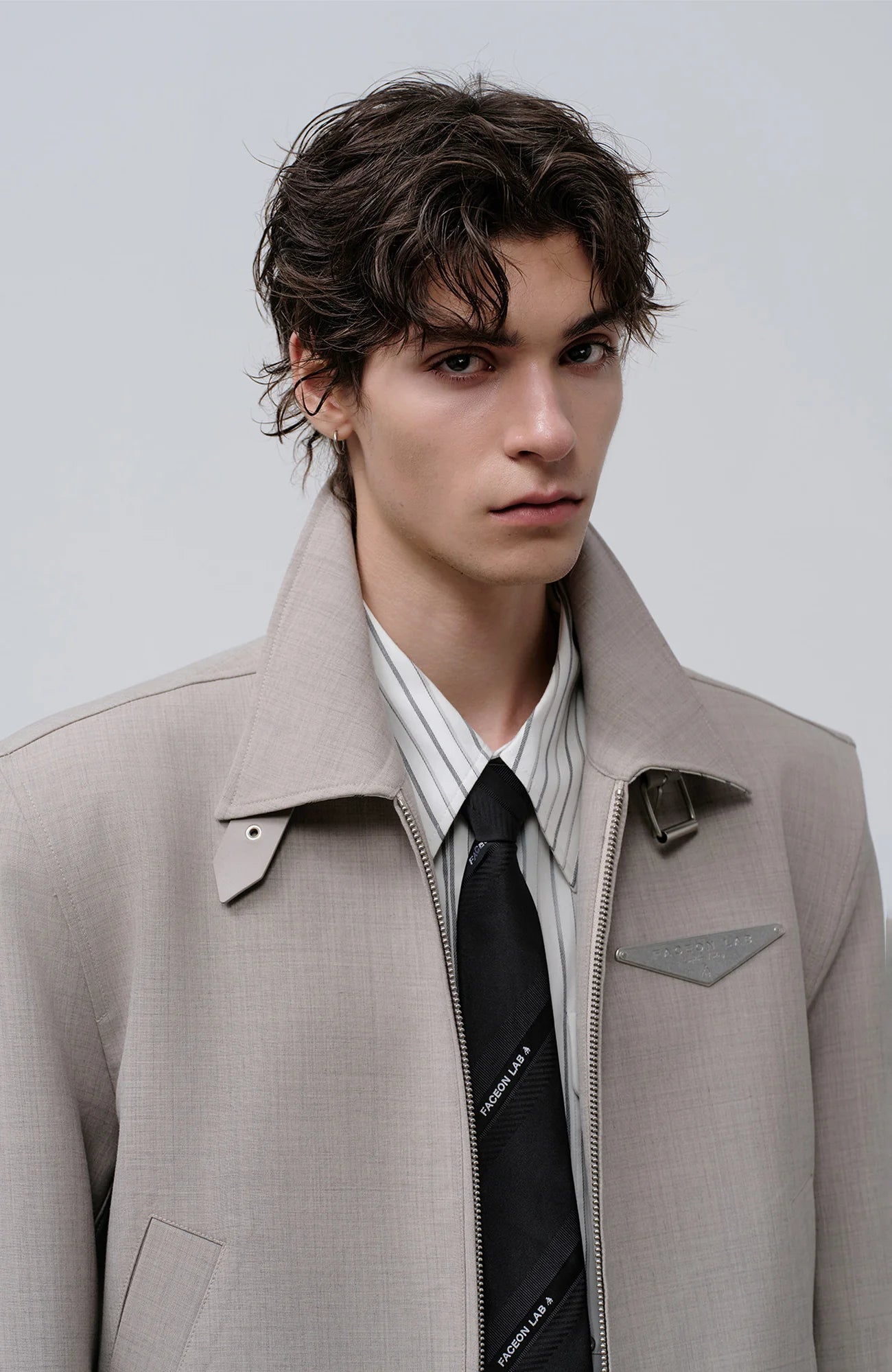 FACEONLAB Cropped Harrington Zip Jacket Gray