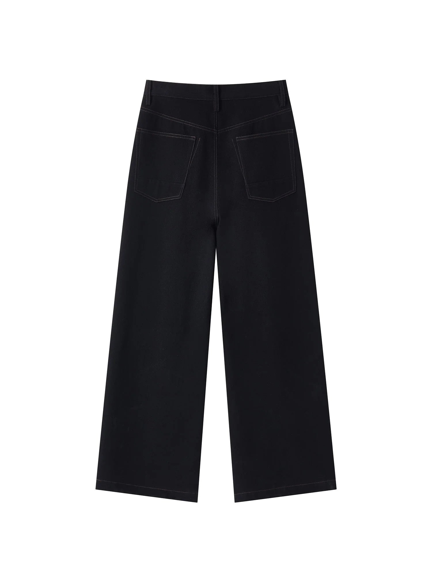 OPICLOTH Washed Contrast Stitch Wide-Leg Jeans