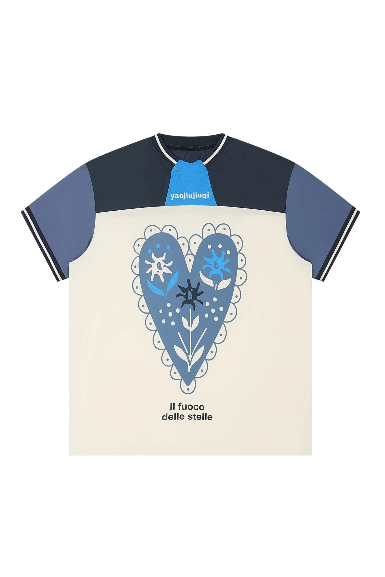 1997 POSTOFFICE Heart Floral Panelled Quick-Dry T-Shirt