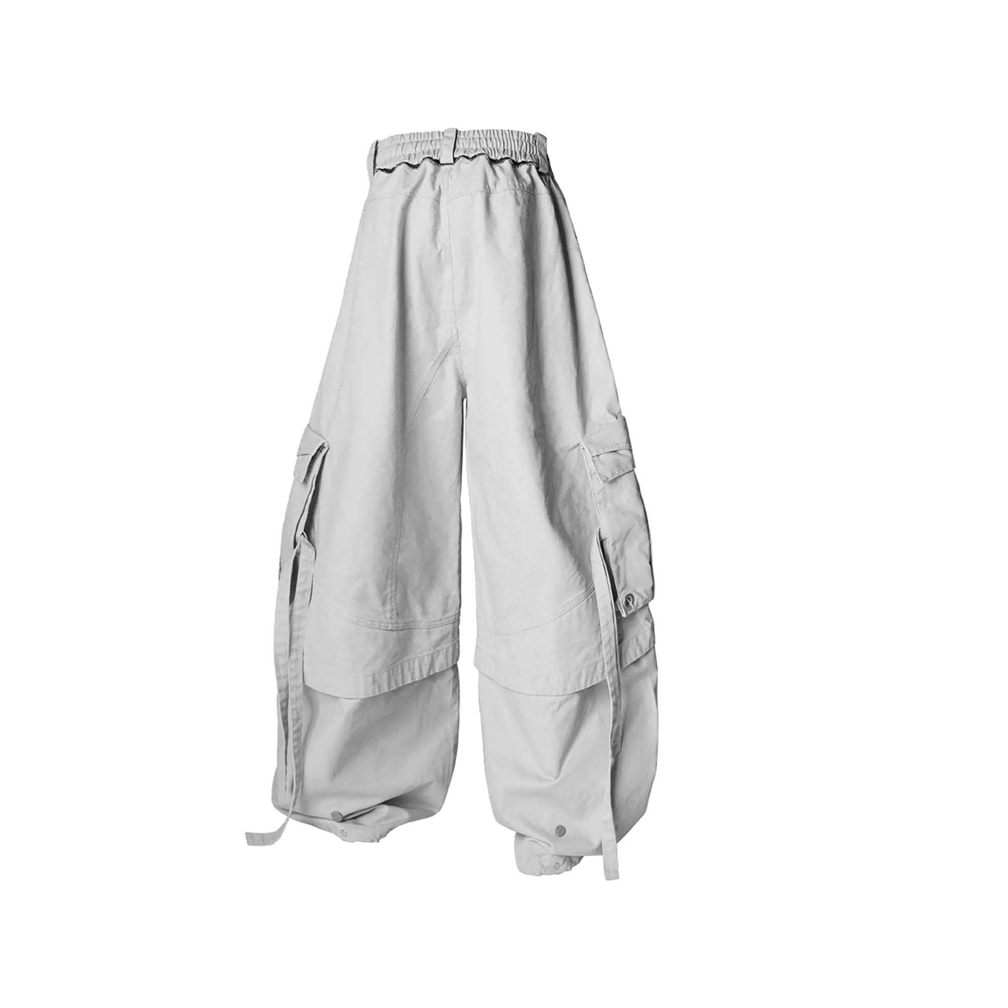 RELABEL Multi-Pocket Detachable Scarf Distressed Cargo Gray