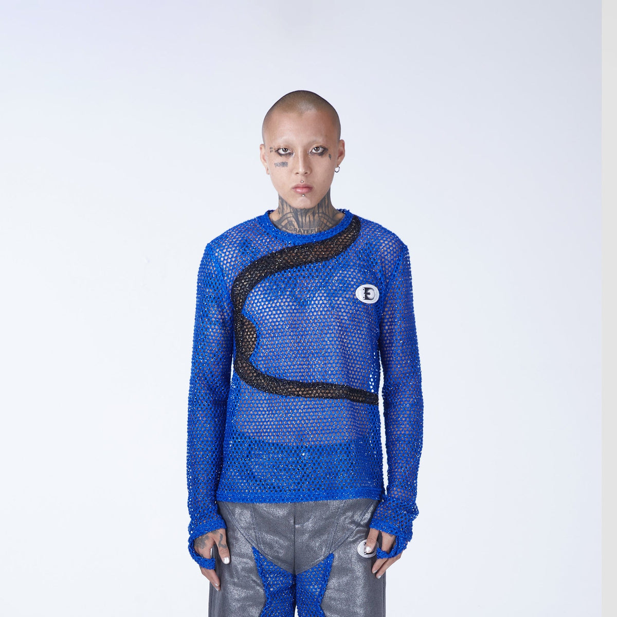 EMBRYO Asymmetrical Spliced Hollowed Long-Sleeve Tee