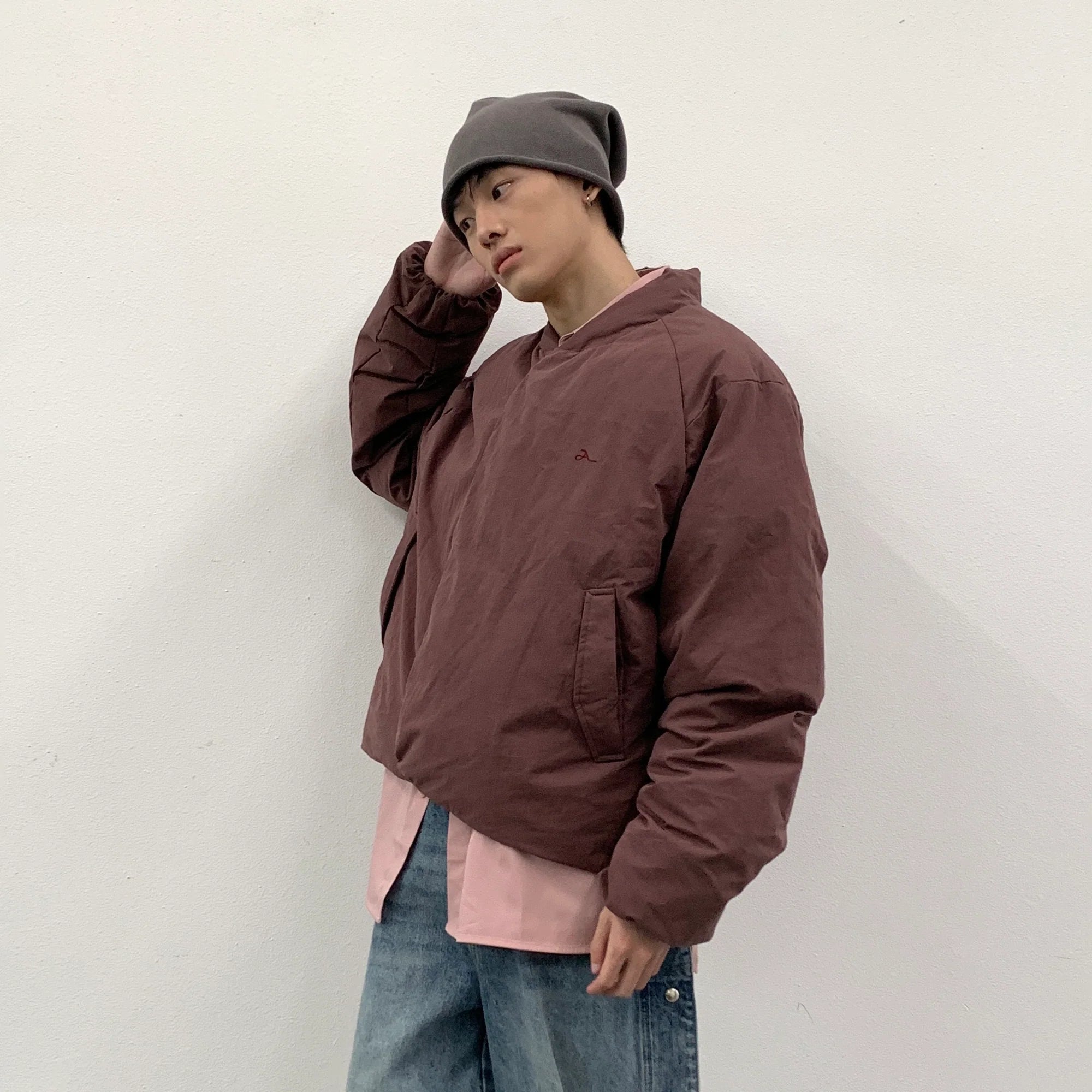 ROARINGWILD A ARCH Minimal Hidden Snap Puffer Jacket