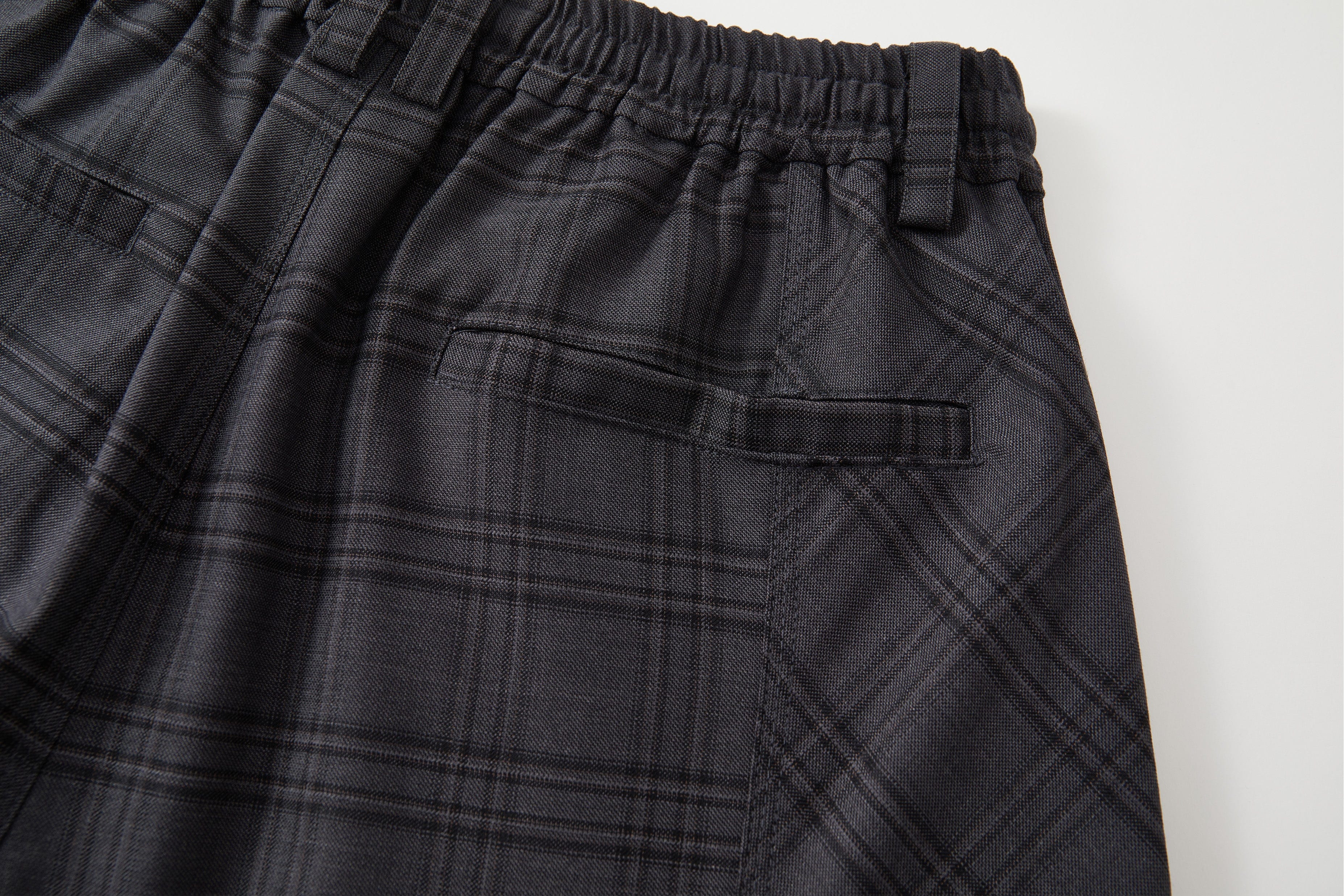 OPICLOTH Retro Paneled Plaid Drawstring Oversized Pants