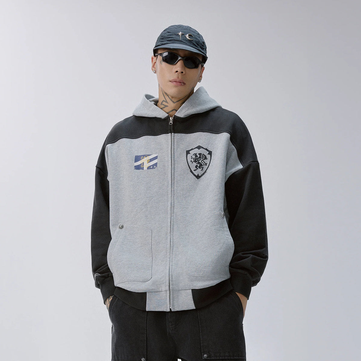 F2CE Contrast Panel Badge Graphic Hooded Jacket