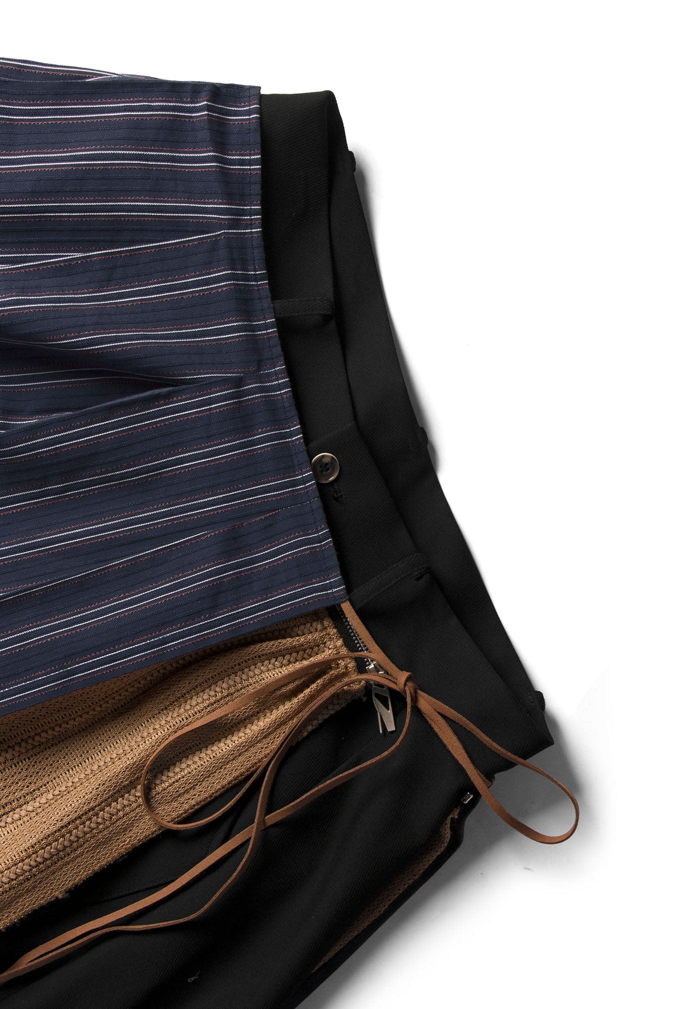 RELABEL Layered Striped Apron Wide-Leg Pants