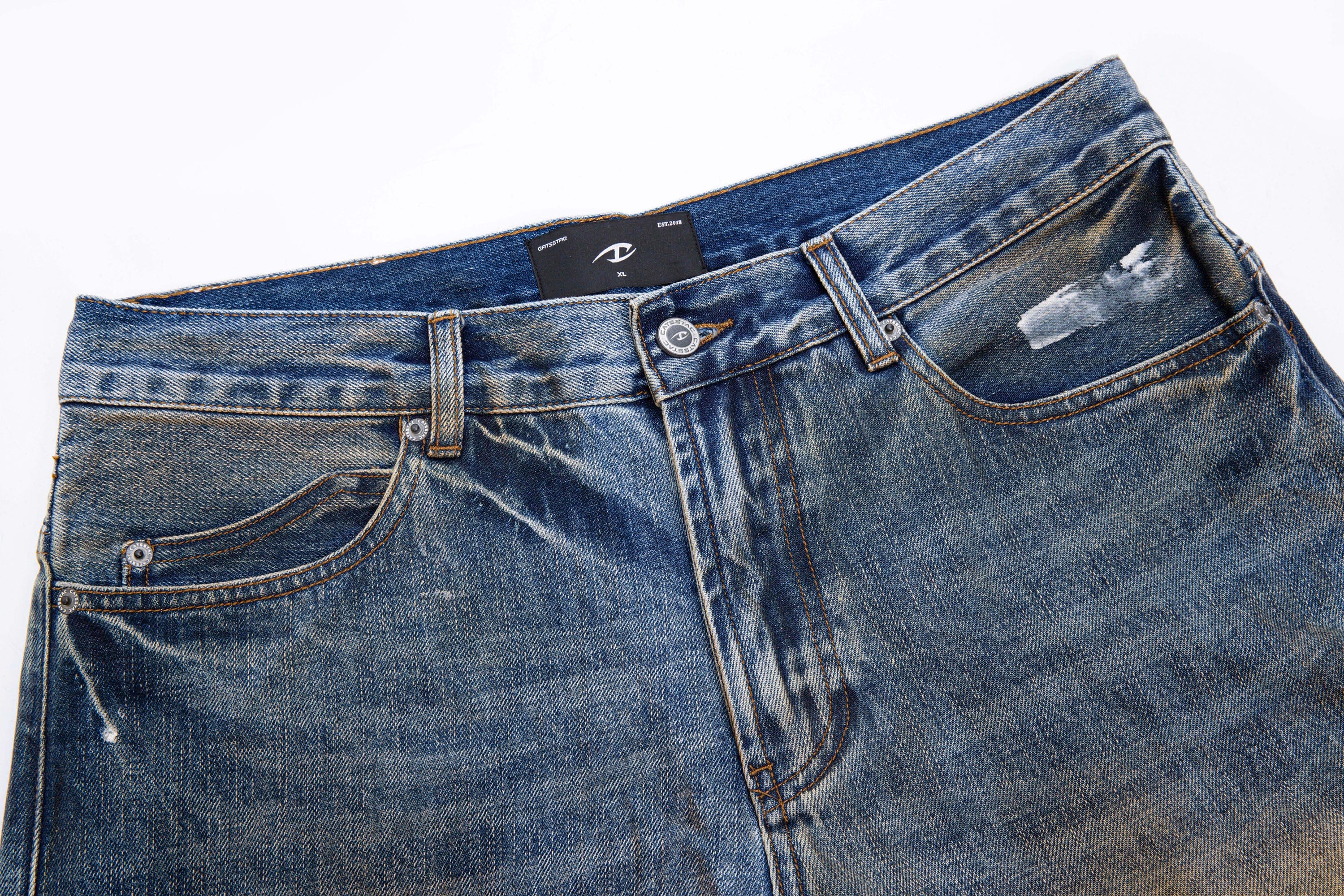 CATSSTAC Dirty Fit Distressed Curved Spliced Jeans