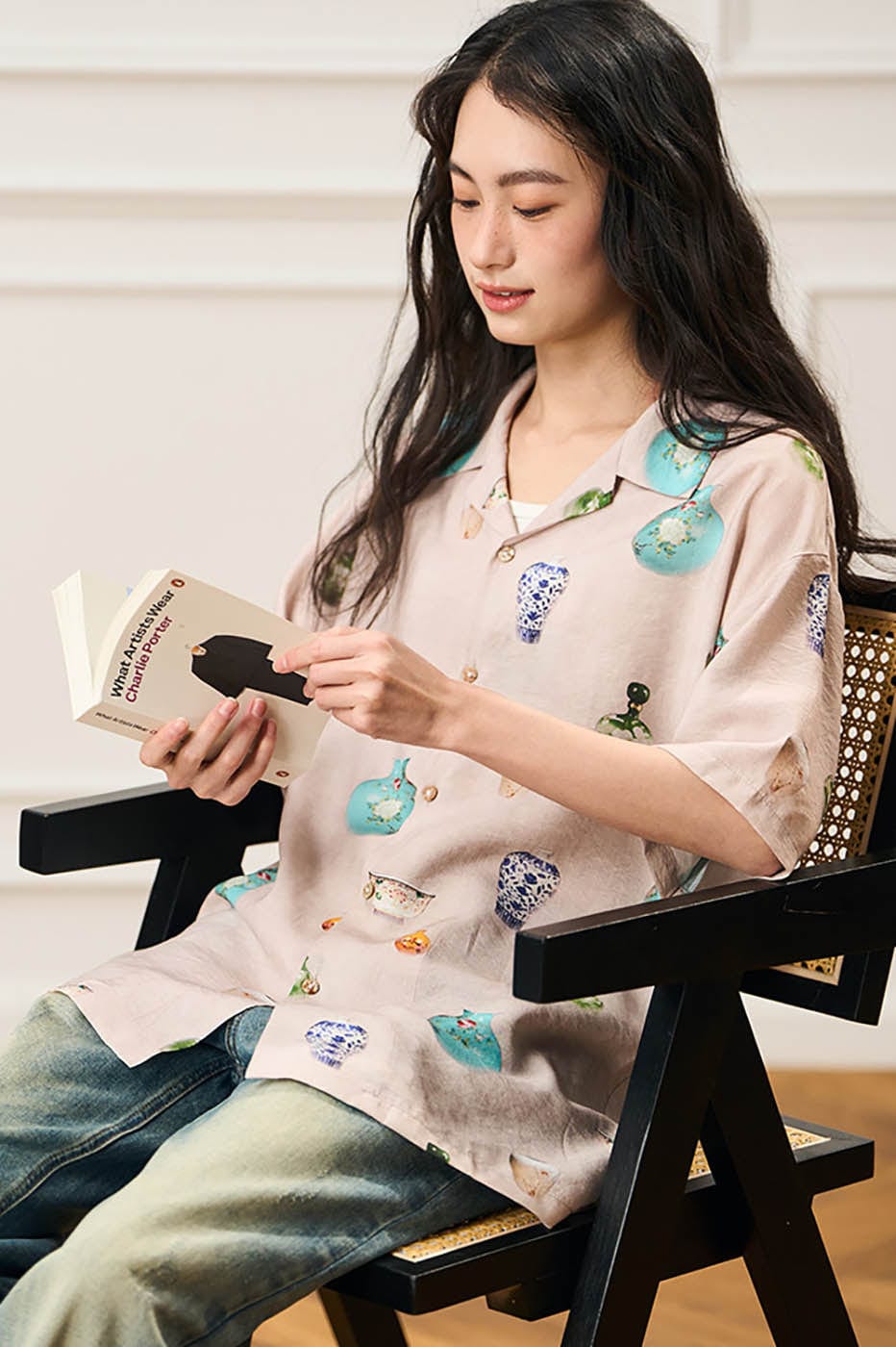 EPIC POETRY Porcelain Full-Print Half Shirt