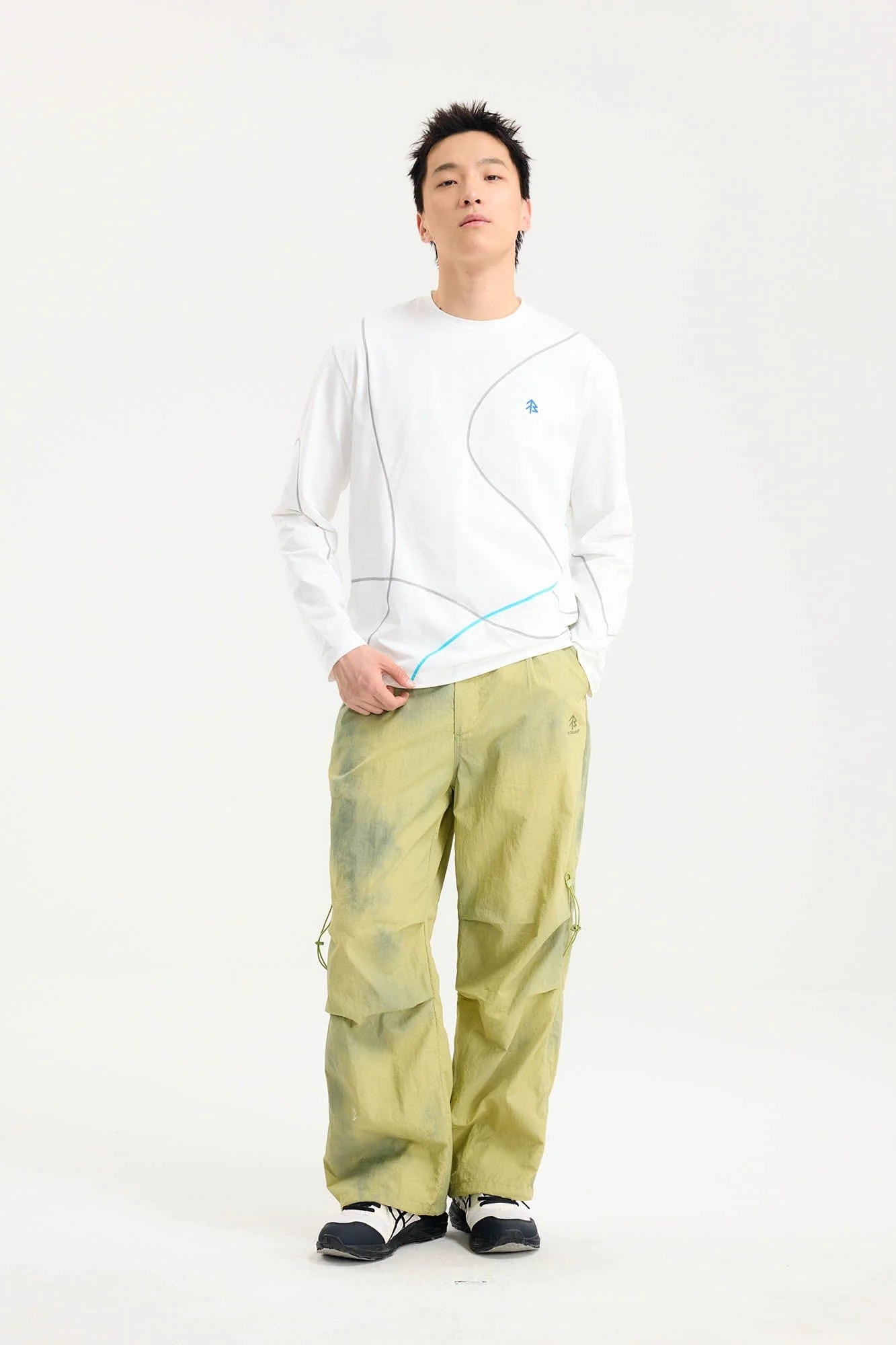 BONELESS Tie-Dye Crinkled Parachute Pants