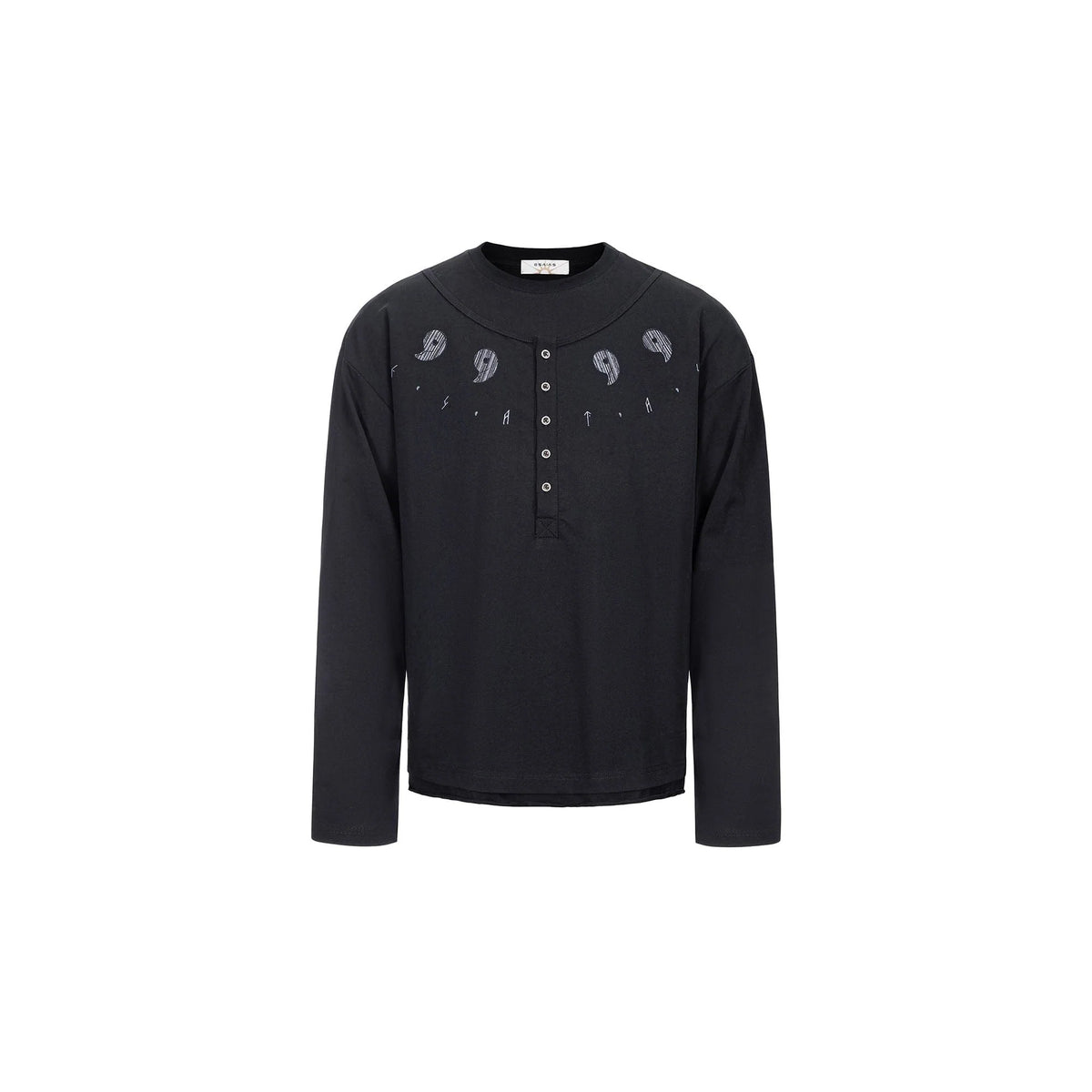 ESAIAS Graphic Faux Layer Henley Long-Sleeve Tee