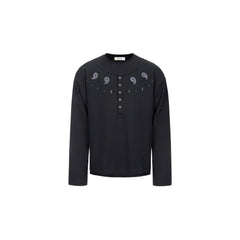 ESAIAS Graphic Faux Layer Henley Long-Sleeve Tee