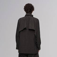 ILNya Nieternite Nifutur Asym Layered Wrap-Collar Shirt Coat Dark Green