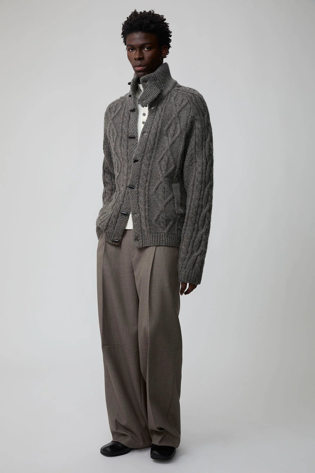 OPICLOTH Cable-Knit Wool-Blend Cardigan