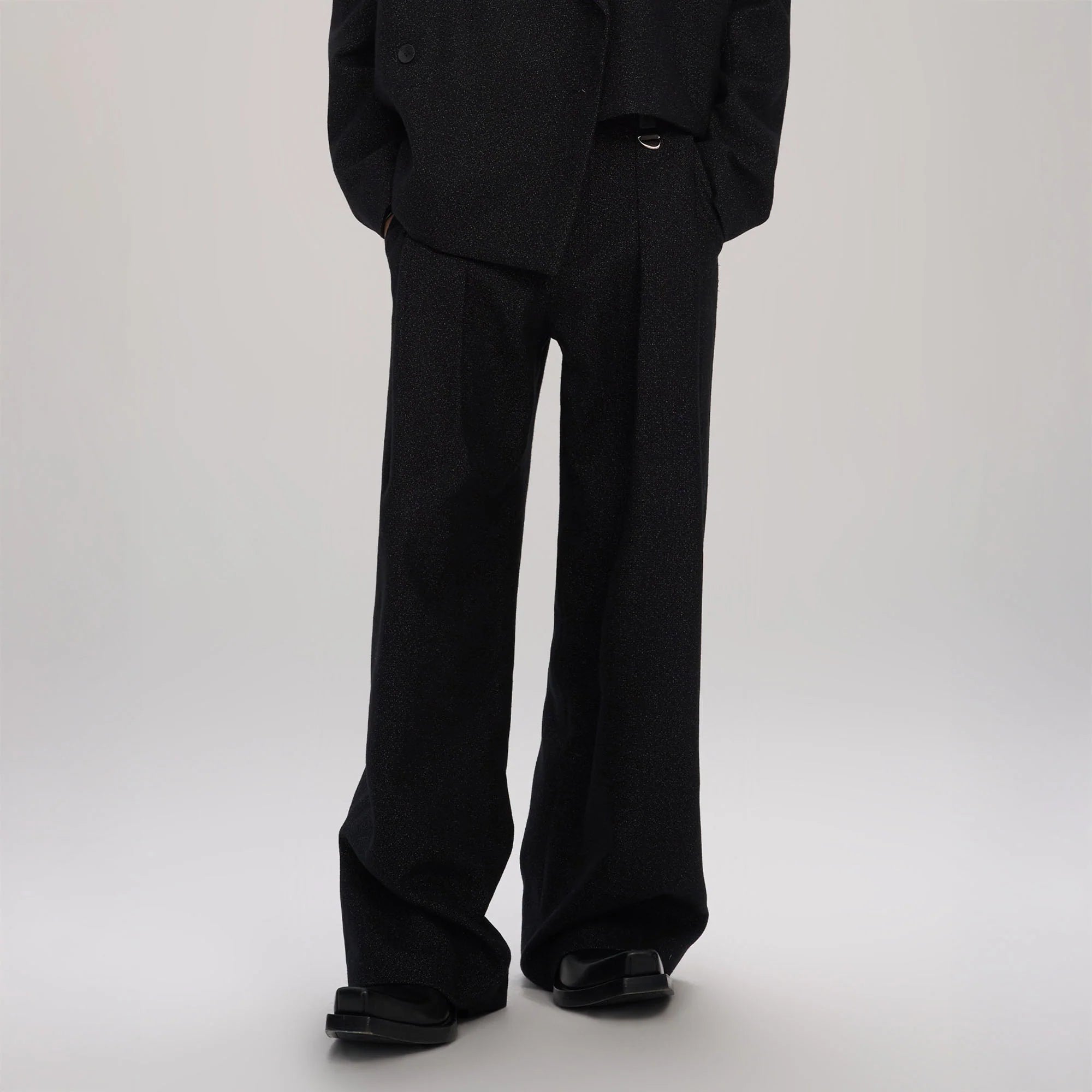 TIWILLTANG Classic Pleats Wool-Blend Wide-Leg Pants