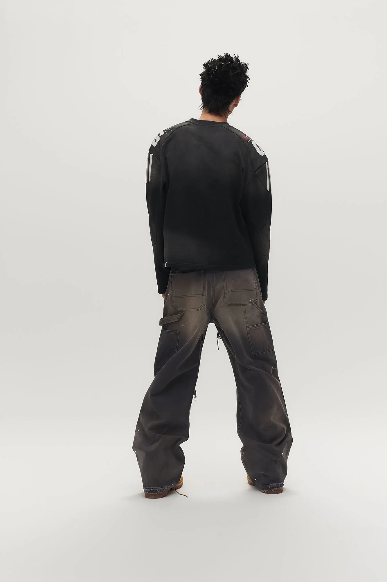 SAVAGEGROWTHWORLD Distressed Double-Knee Splatter Jeans