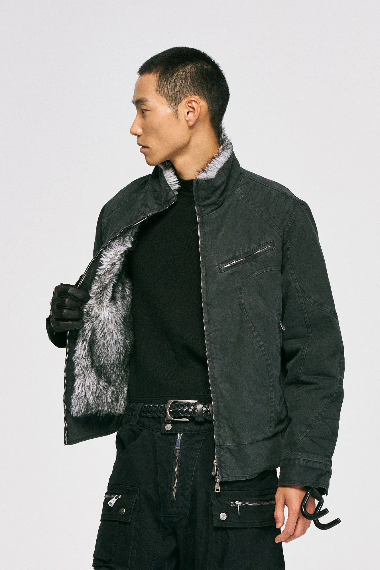 CATSSTAC Faux Fur Lining Washed Jacket