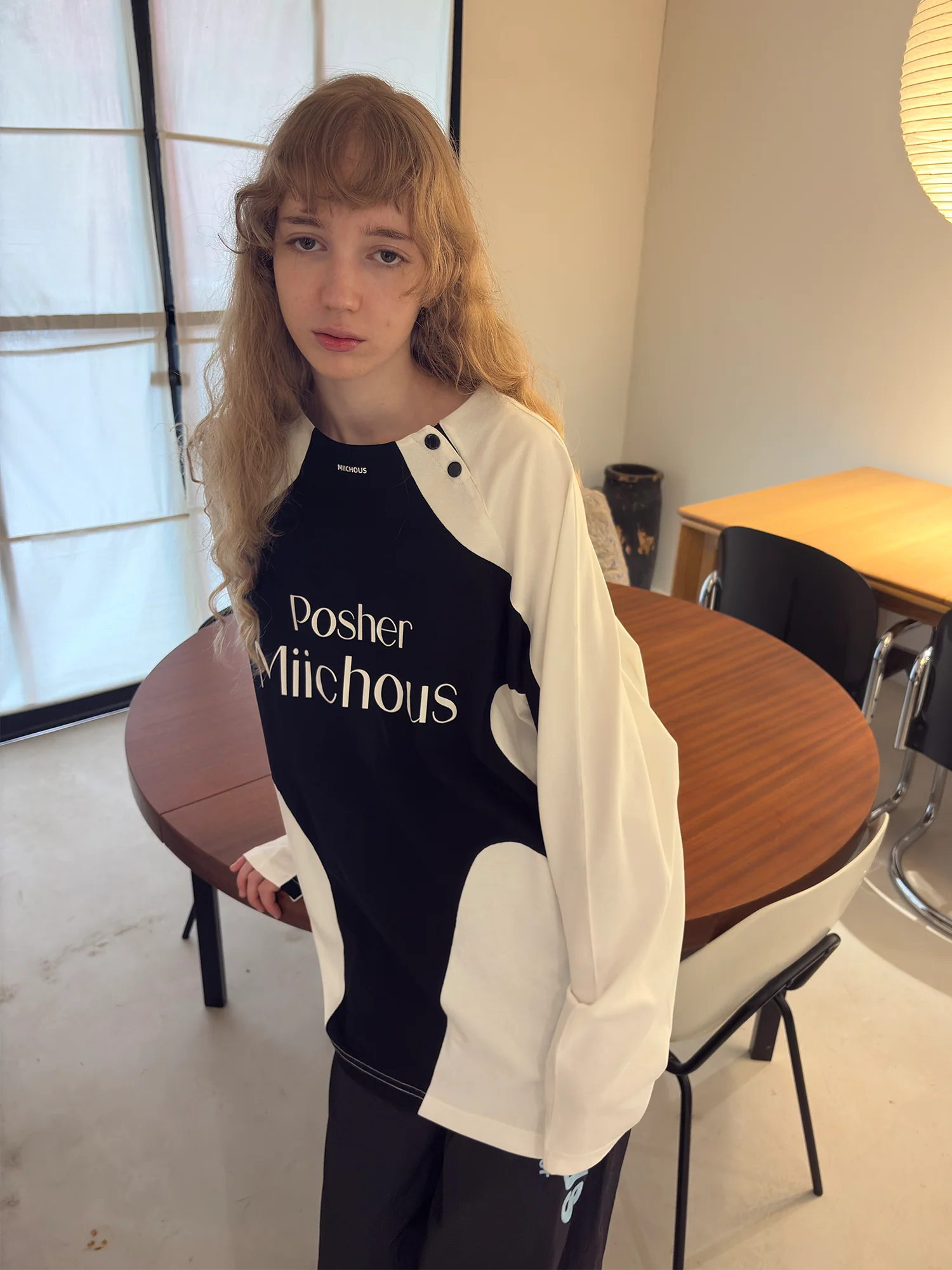 MIICHOUS Contrast Raglan Graphic Long-Sleeve Tee