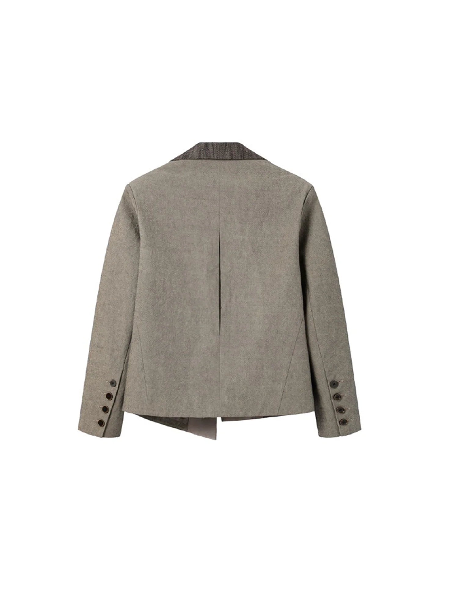 ALVNG AR ANTS Spliced Dual-Collar Linen-Blend Blazer