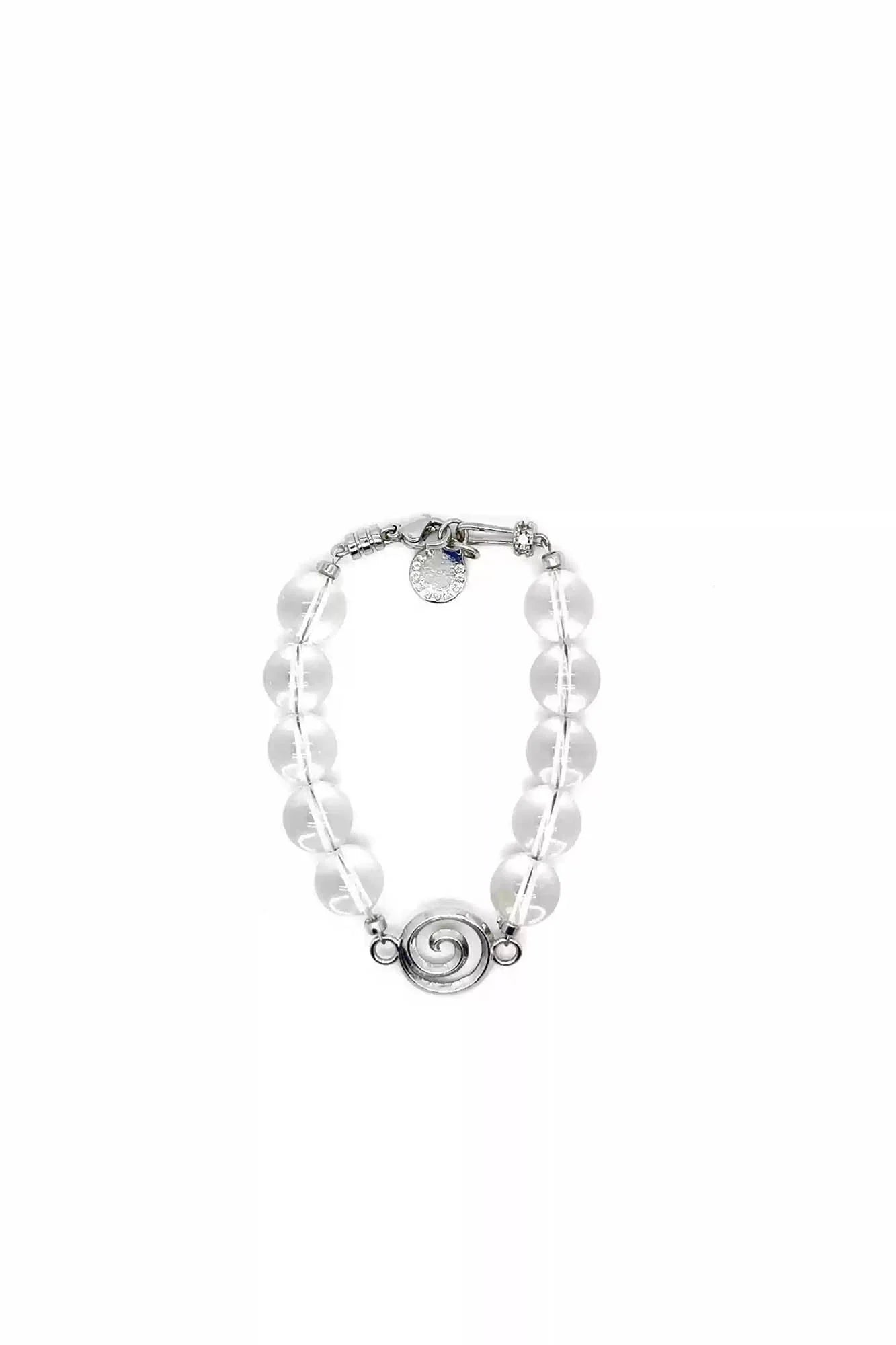 SCHWARZGOLD Spiral White Crystal Beaded Bracelet