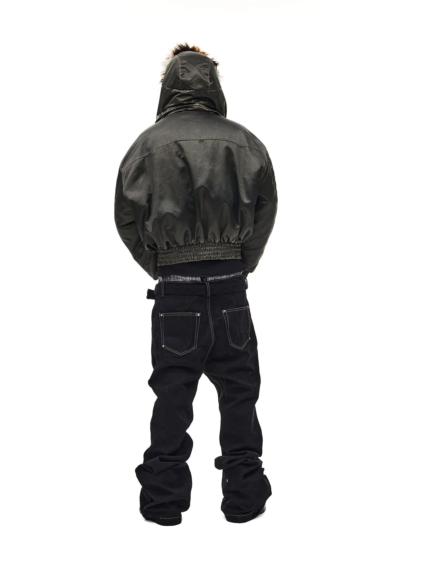WHISTLEHUNTER Detachable Faux-Fur Hooded Bomber Jacket
