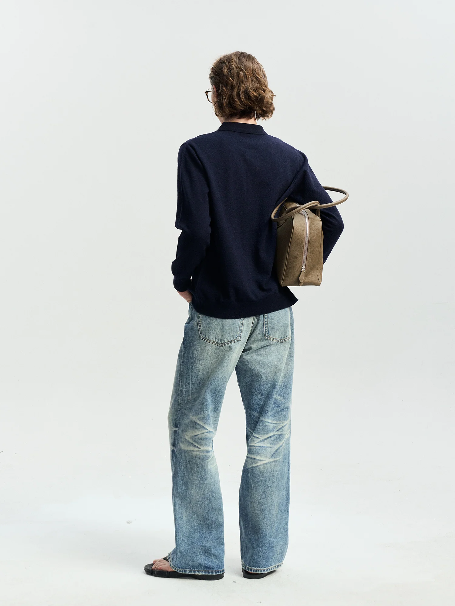 LEONSENSE Whiskering Washed Straight-Leg Jeans