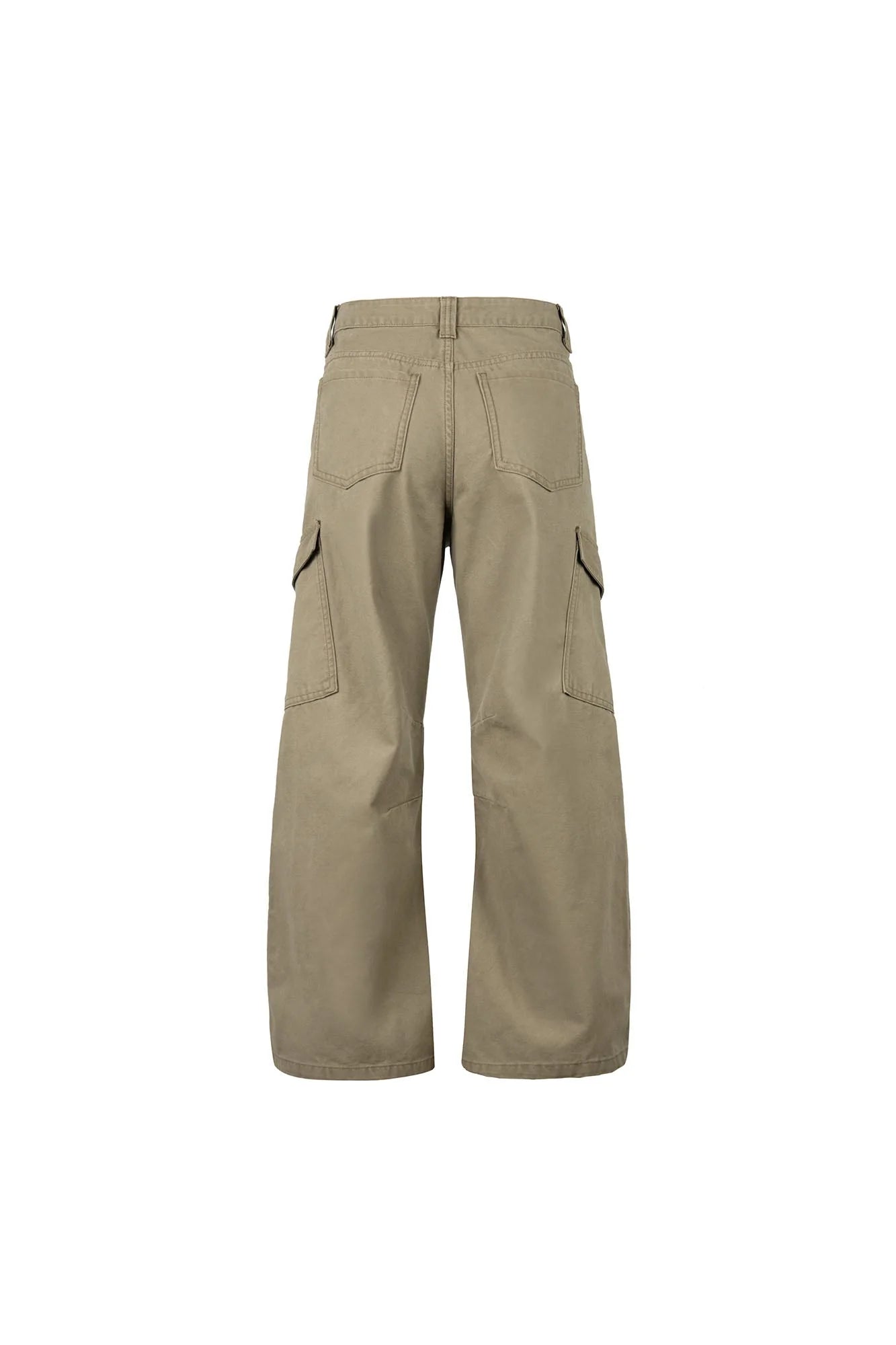 OKAYTHXBYE Washed Button Flap-Pocket Cargo Pants