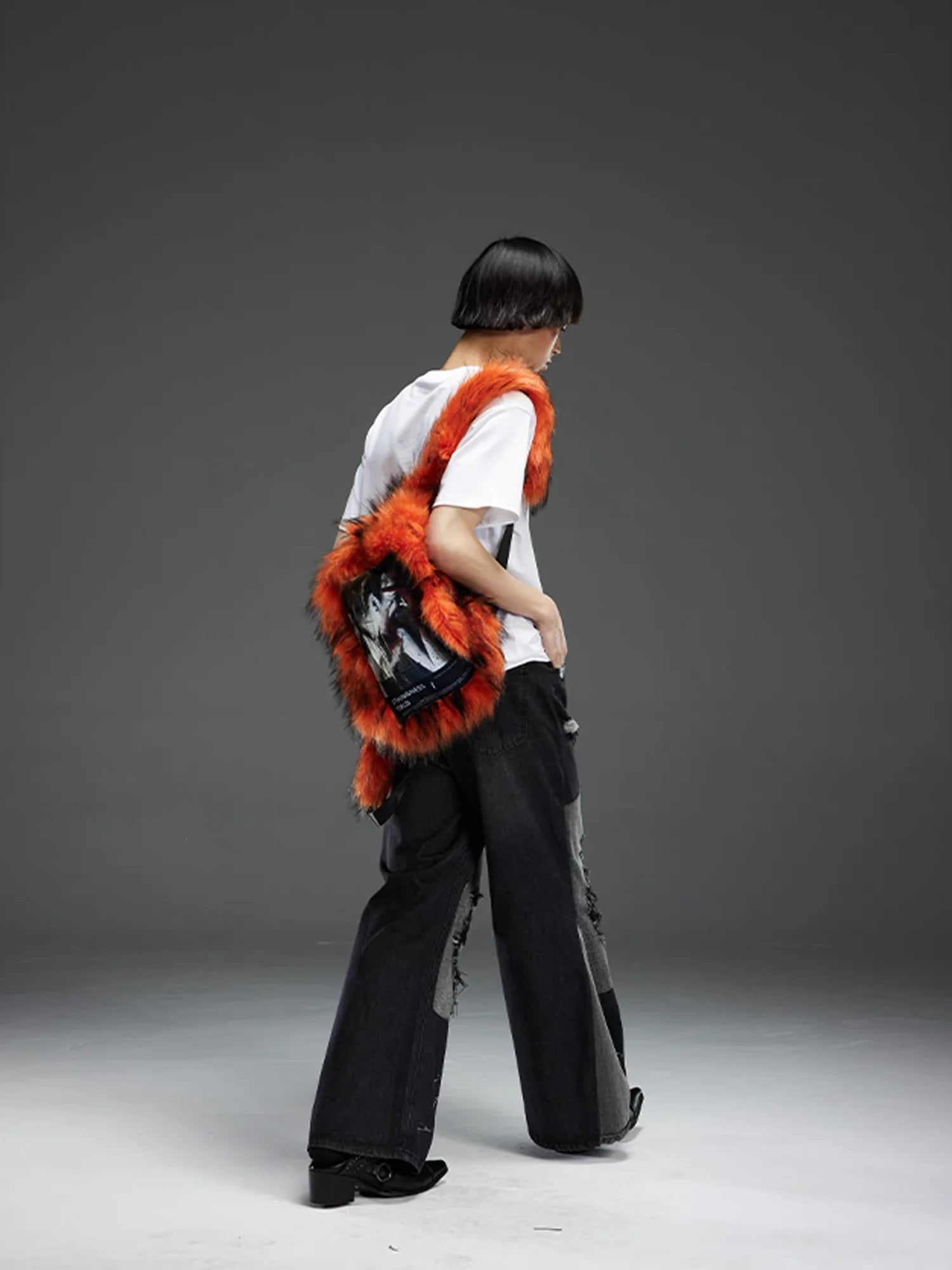 NOTHINGNESS WORLD Shaggy Faux Fur Graphic-Patch Backpack