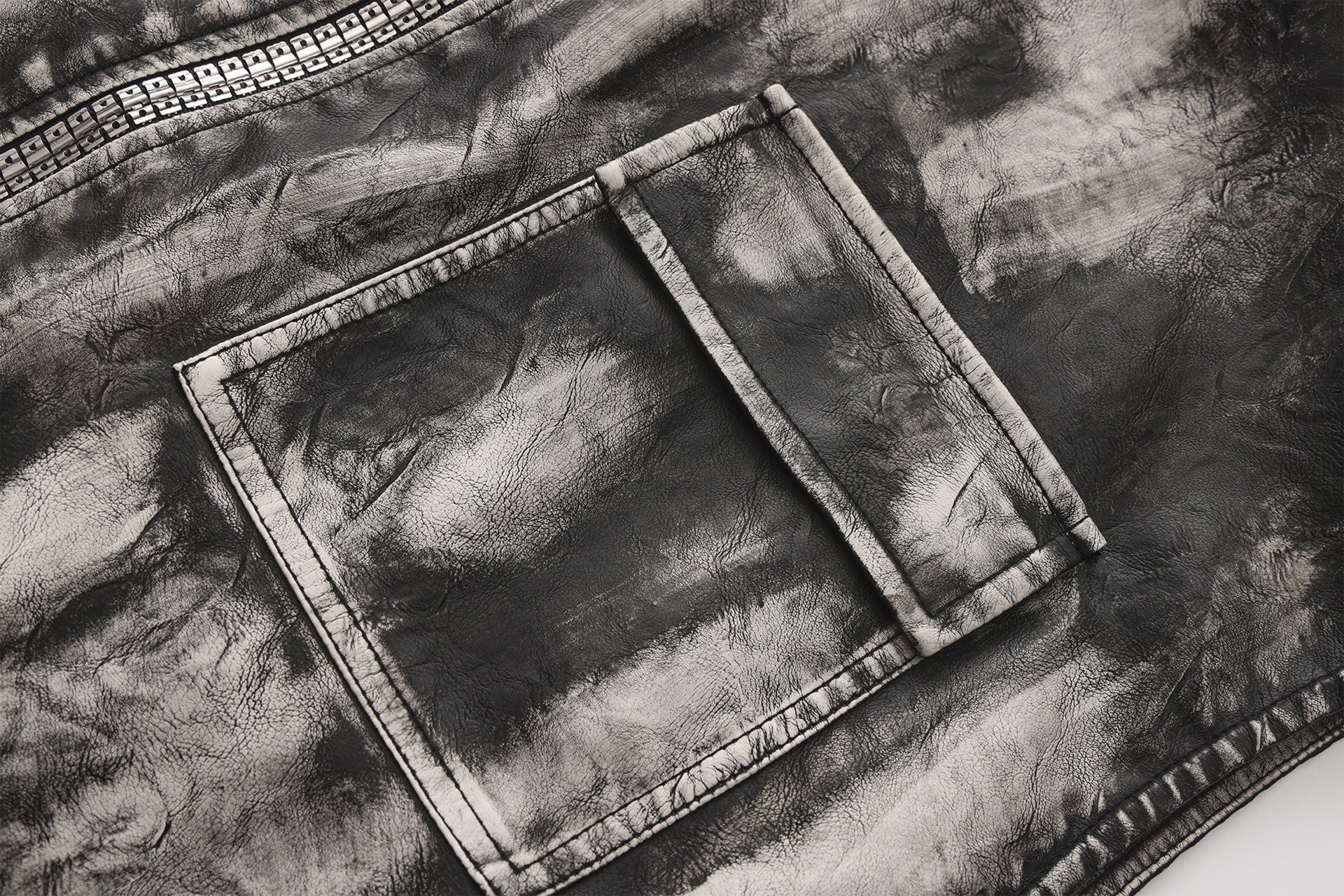 VANN VALRENCE Washed Grunge Paint Multi-Pocket Vest